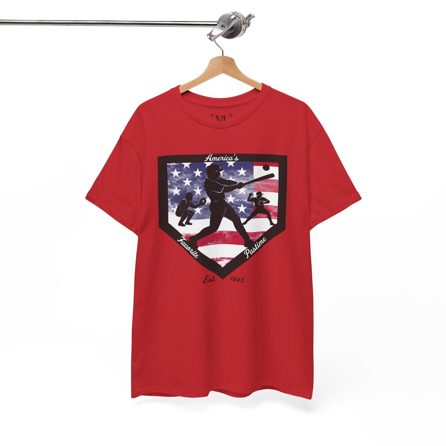 Baseball Home Plate American Flag T‑Shirt – America's Favorite Pastime Design