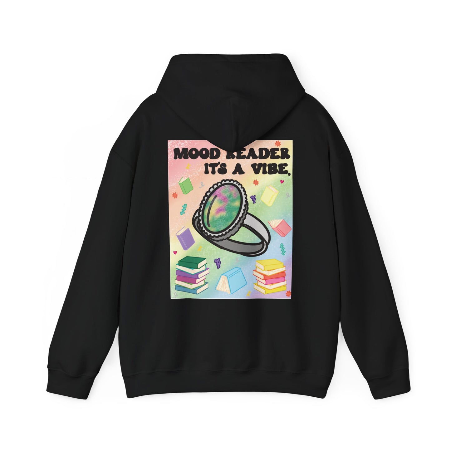 Mood Reader It's a Vibe Book Lover Pullover Graphic Hoodie (White Text)