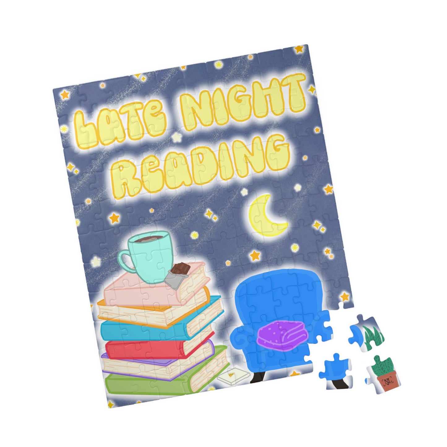 Late Night Reading Puzzle — Cozy Booklover Jigsaw (110–520 pcs)