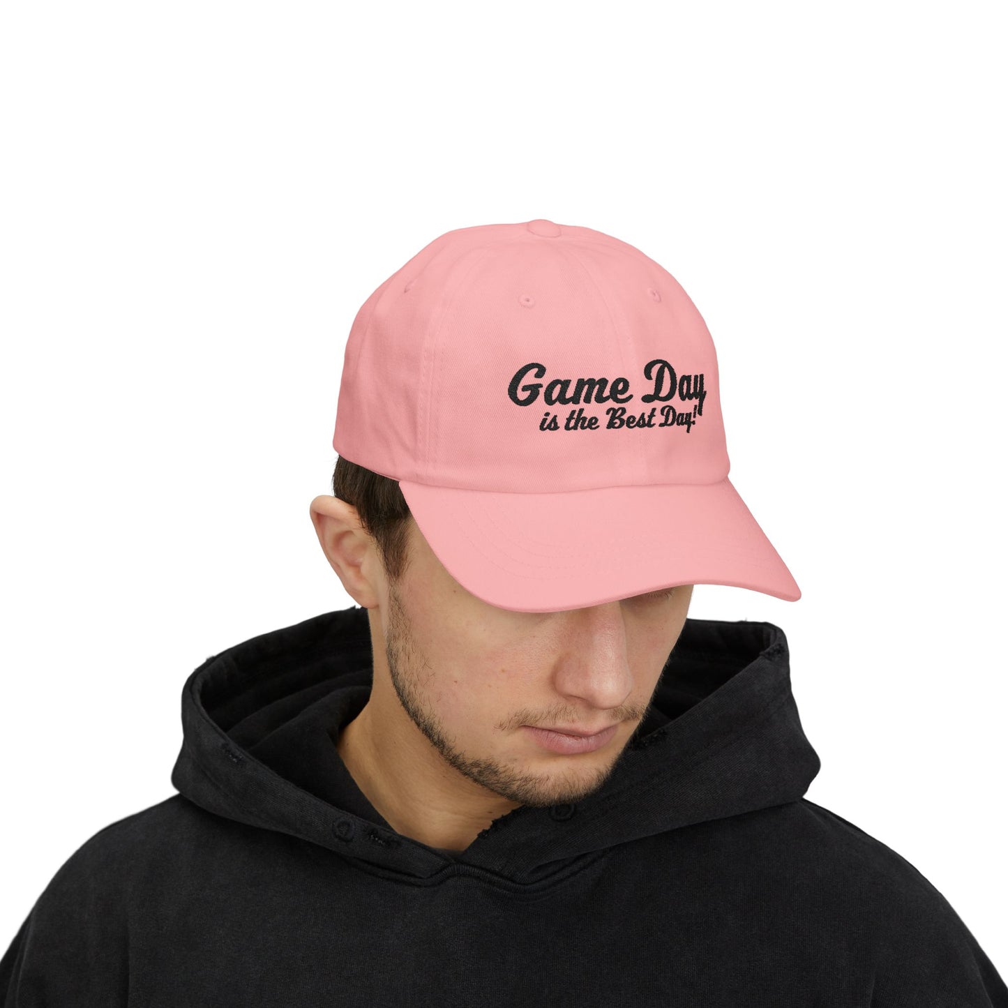 Baseball Hat "Game Day is the Best Day!" Black Text Embroidered