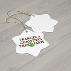 Prancer's Christmas Tree Farm Ceramic Ornament