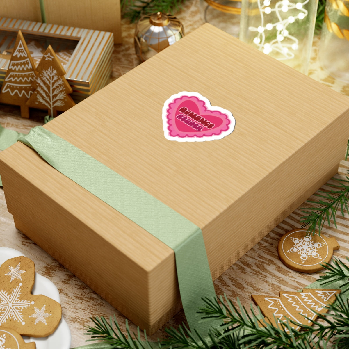 Romance Reader Heart Sticker — Pink Kiss-Cut Book Lover Decal