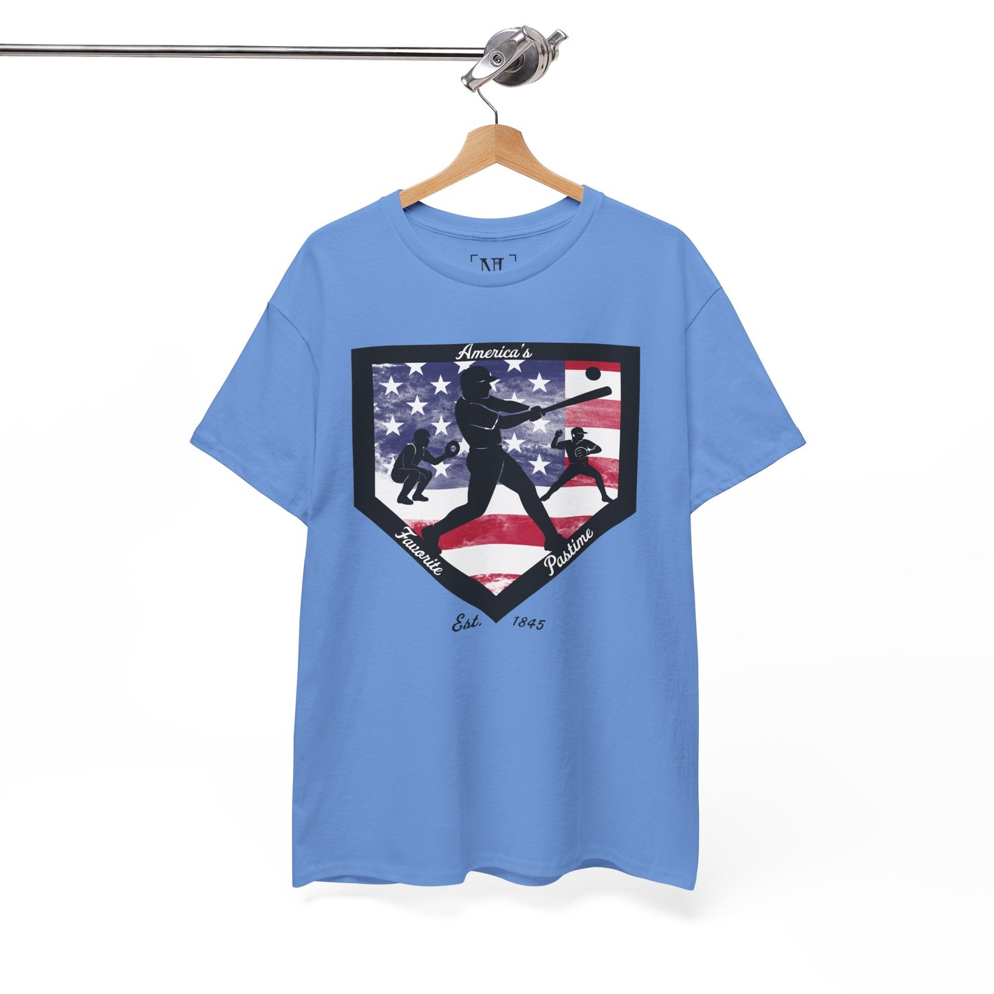 Baseball Home Plate American Flag T‑Shirt – America's Favorite Pastime Design