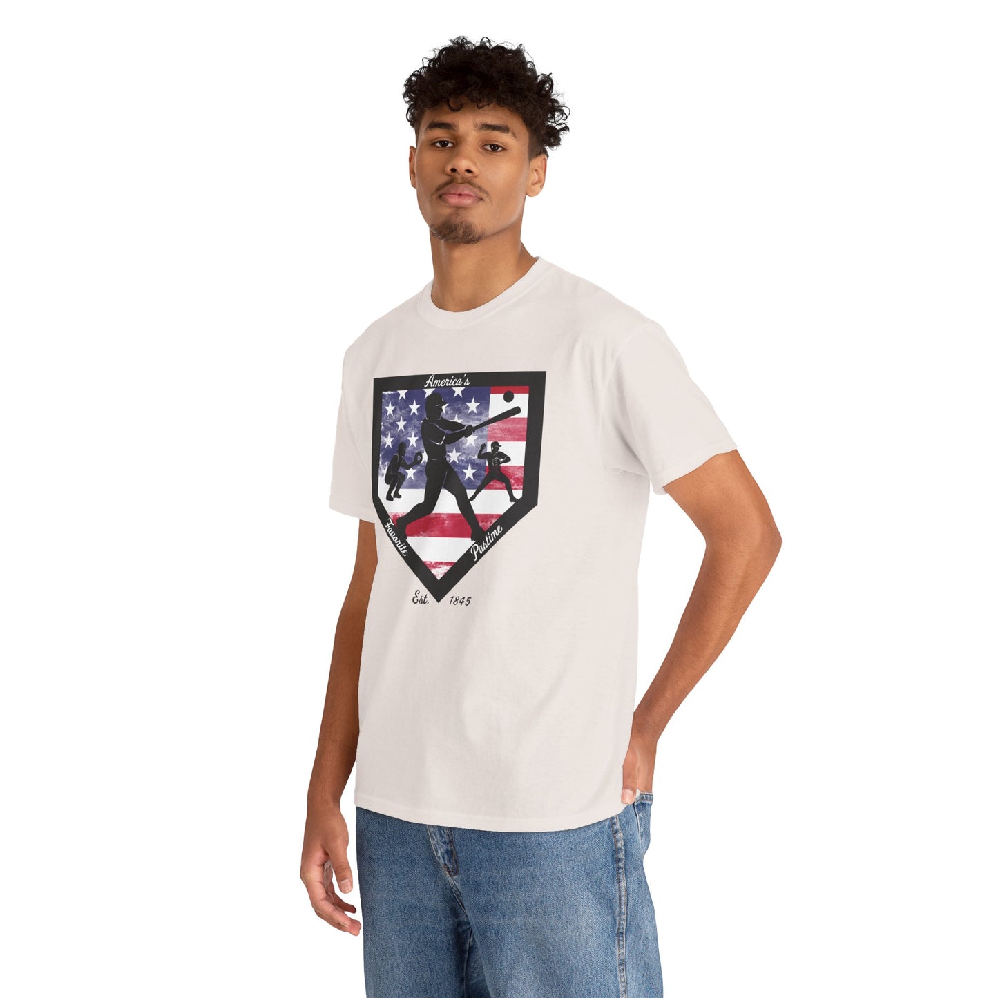 Baseball Home Plate American Flag T‑Shirt – America's Favorite Pastime Design