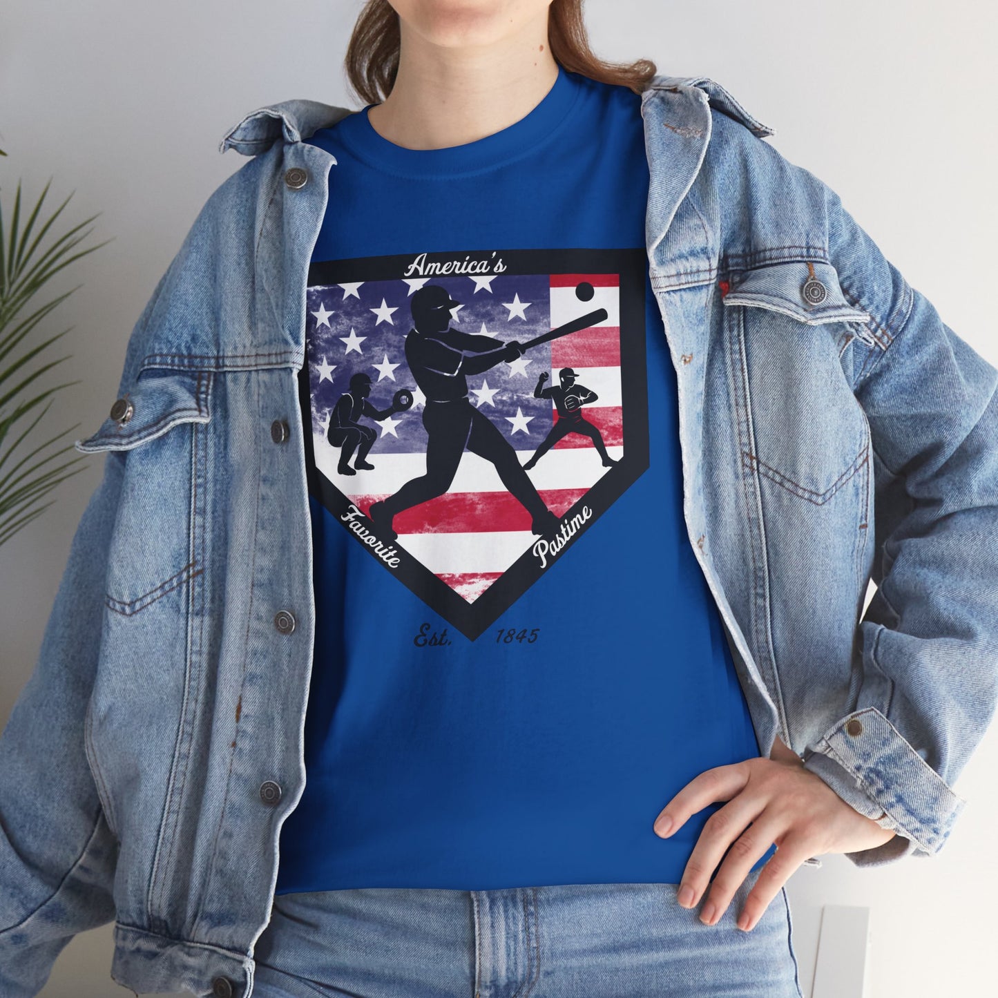 Baseball Home Plate American Flag T‑Shirt – America's Favorite Pastime Design