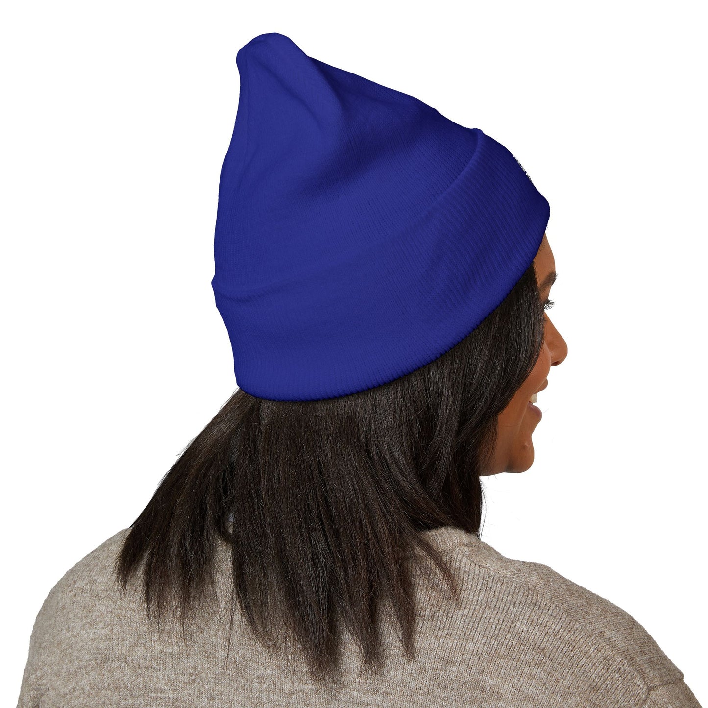 Football Mom Embroidered Cuffed Beanie – Cozy Sideline Knit Hat (White Text)