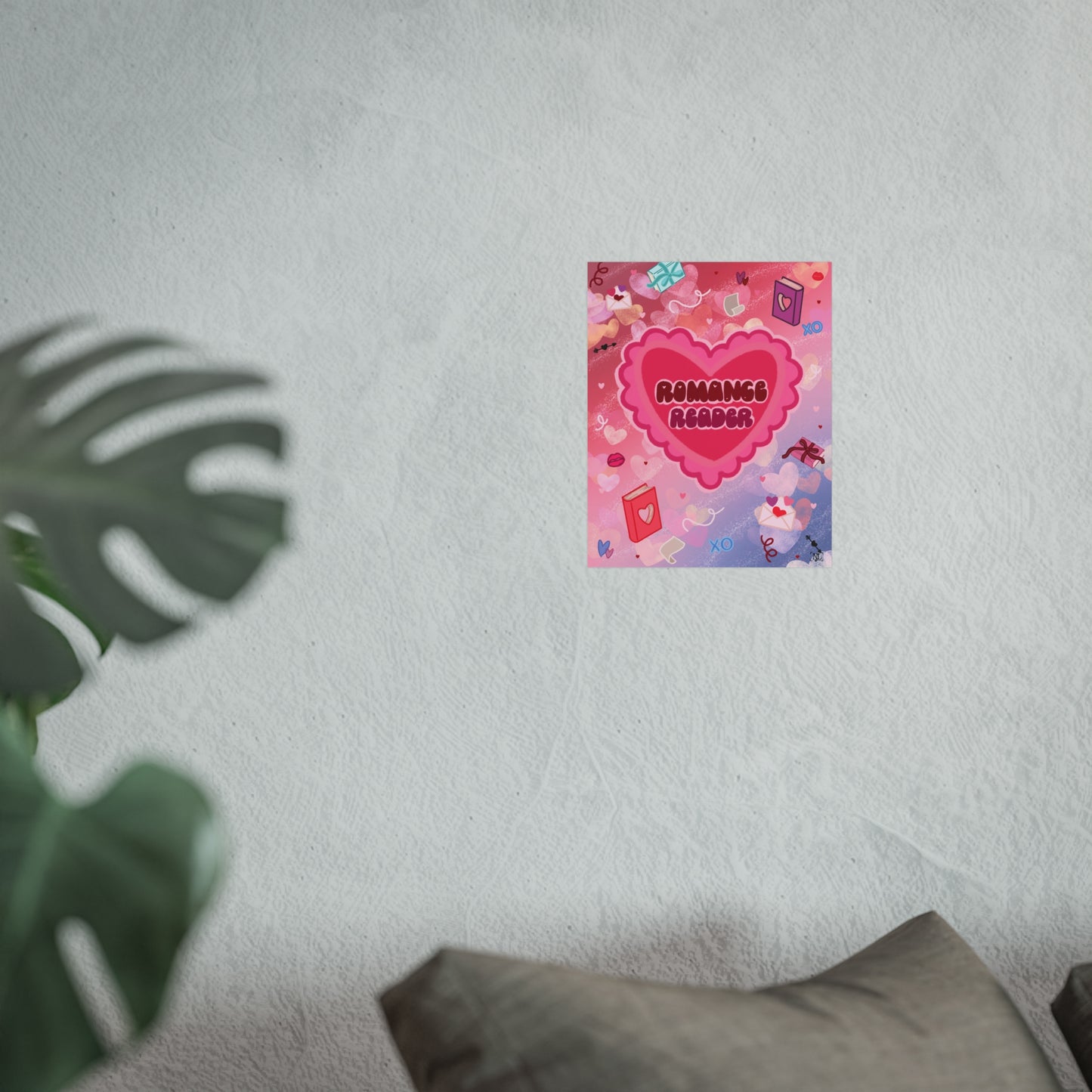 Romance Reader Fine Art Poster — Cute Pink Heart Book Lover Print