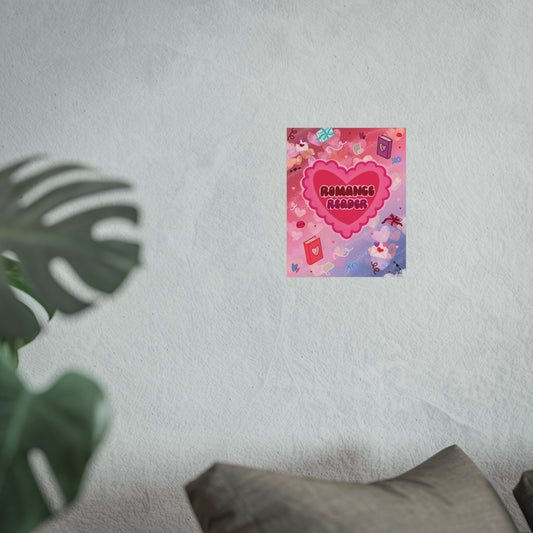 Romance Reader Fine Art Poster — Cute Pink Heart Book Lover Print
