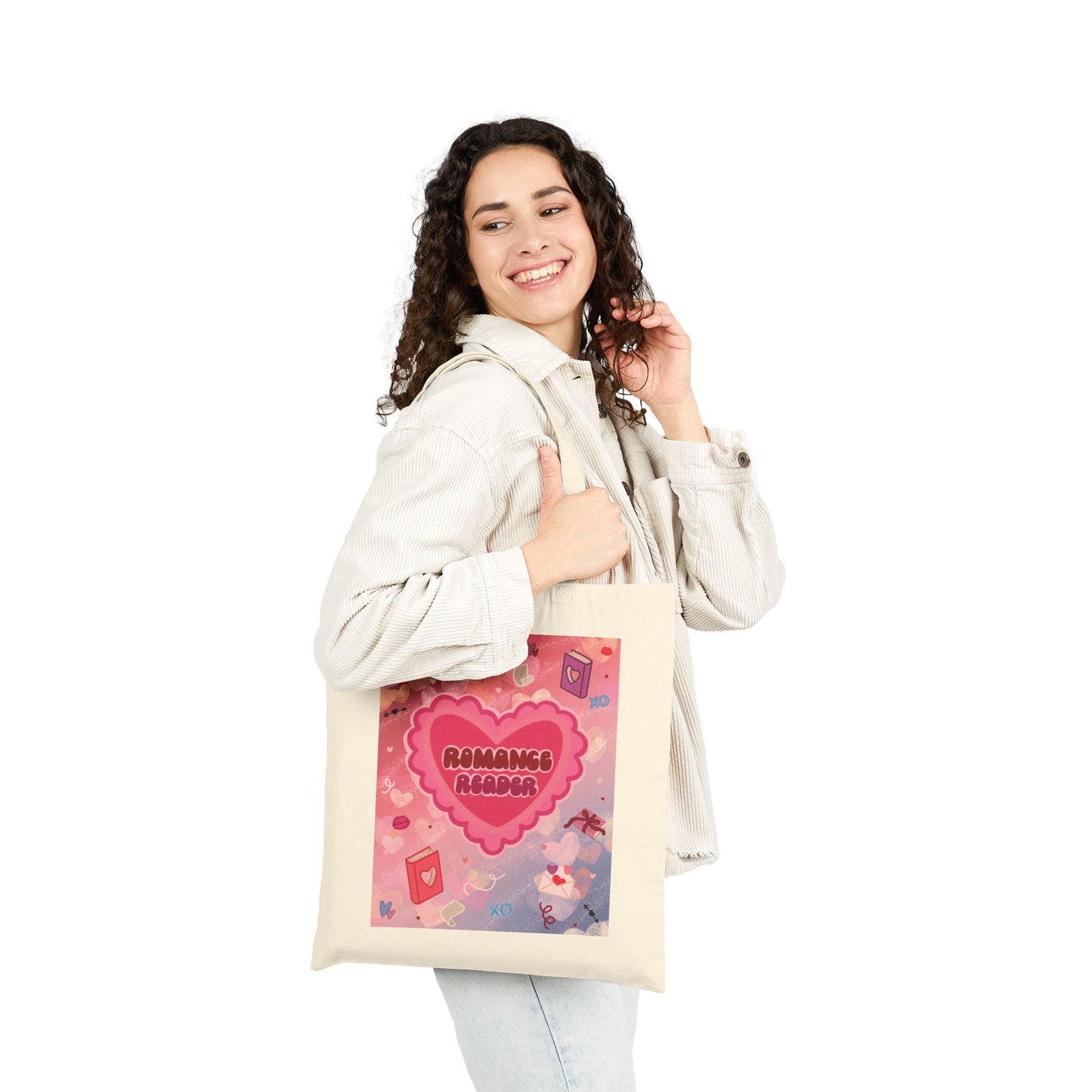Romance Reader Tote Bag — Cute Heart Booklover Canvas Tote