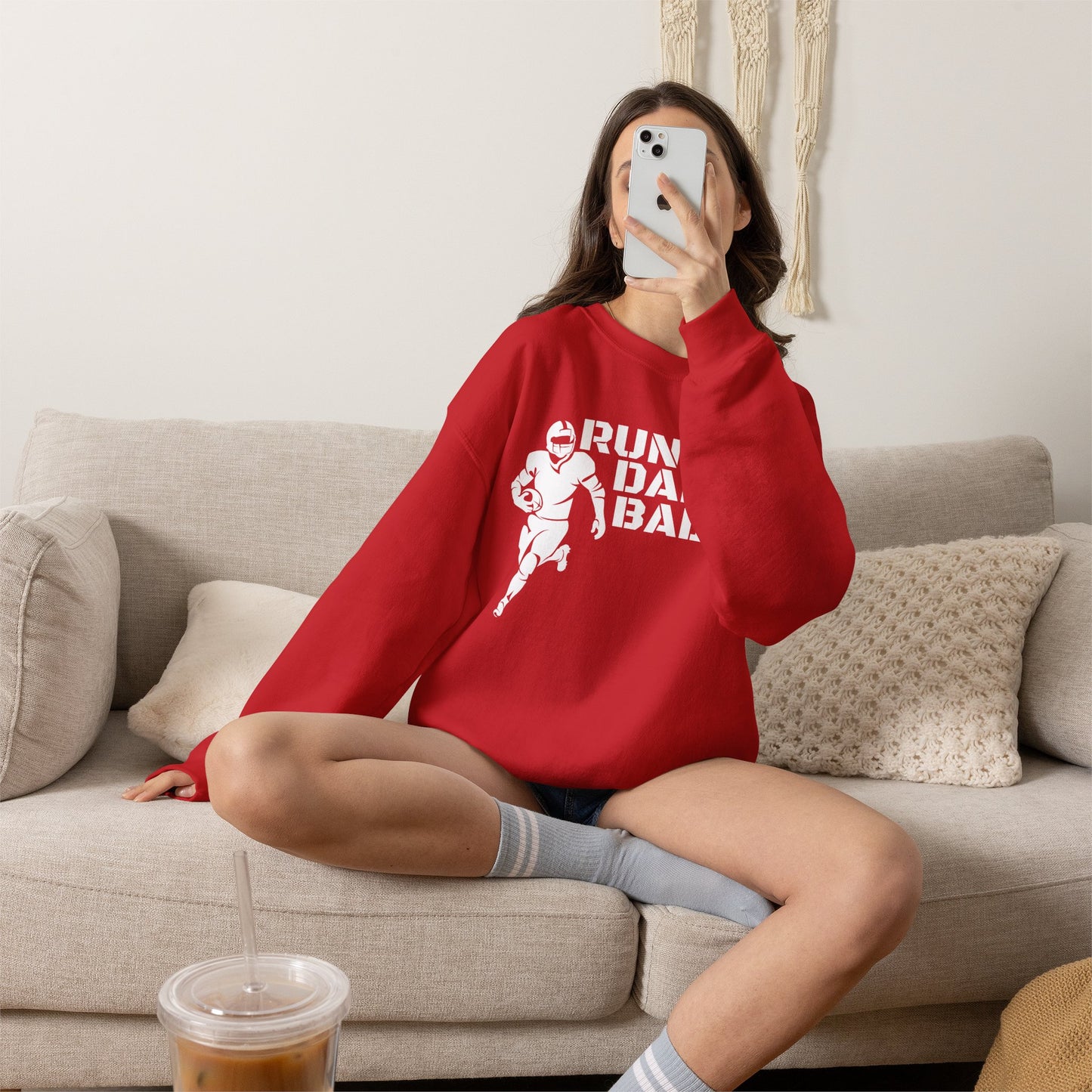 Football 'Run the Dang Ball' Crewneck Sweatshirt (White Text)