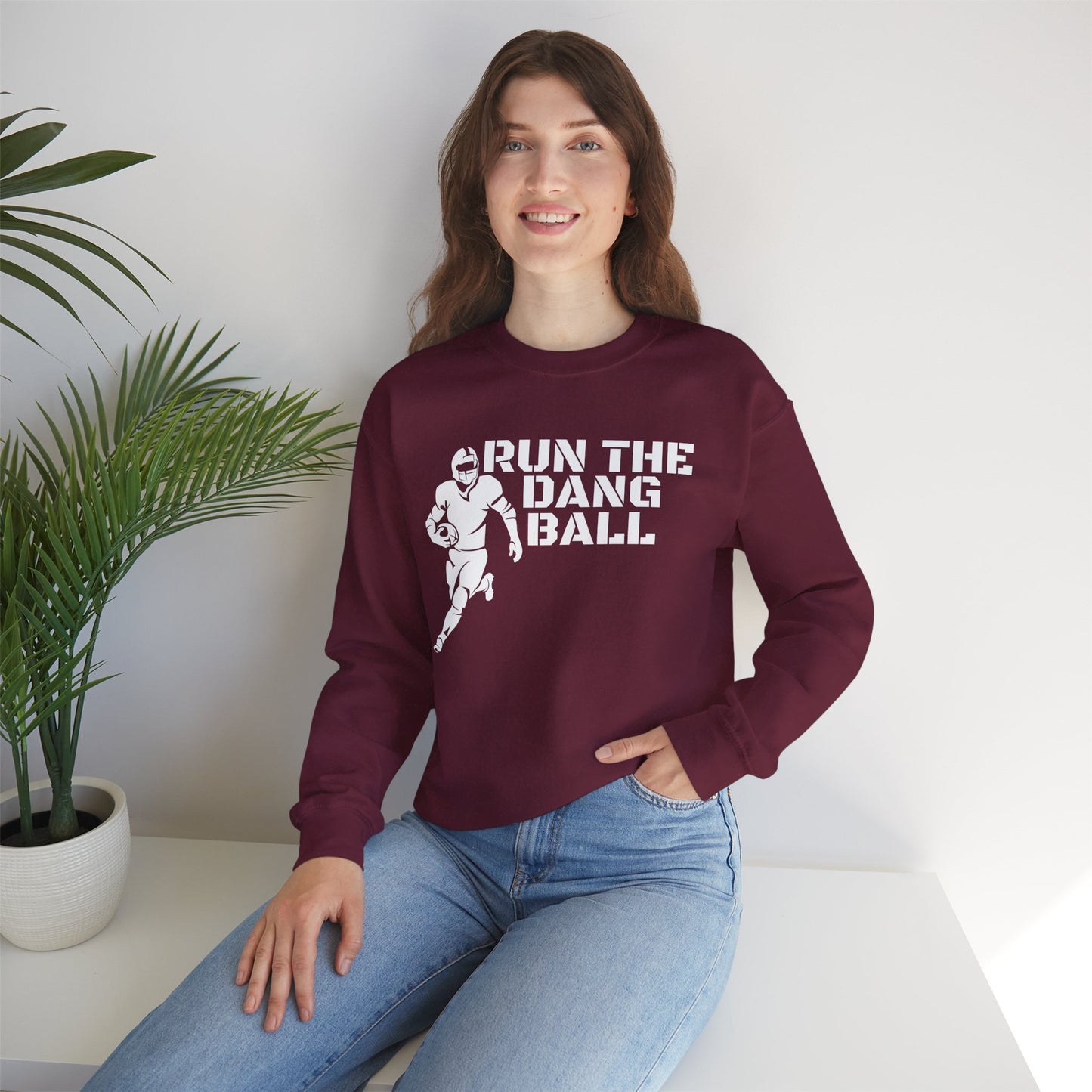 Football 'Run the Dang Ball' Crewneck Sweatshirt (White Text)