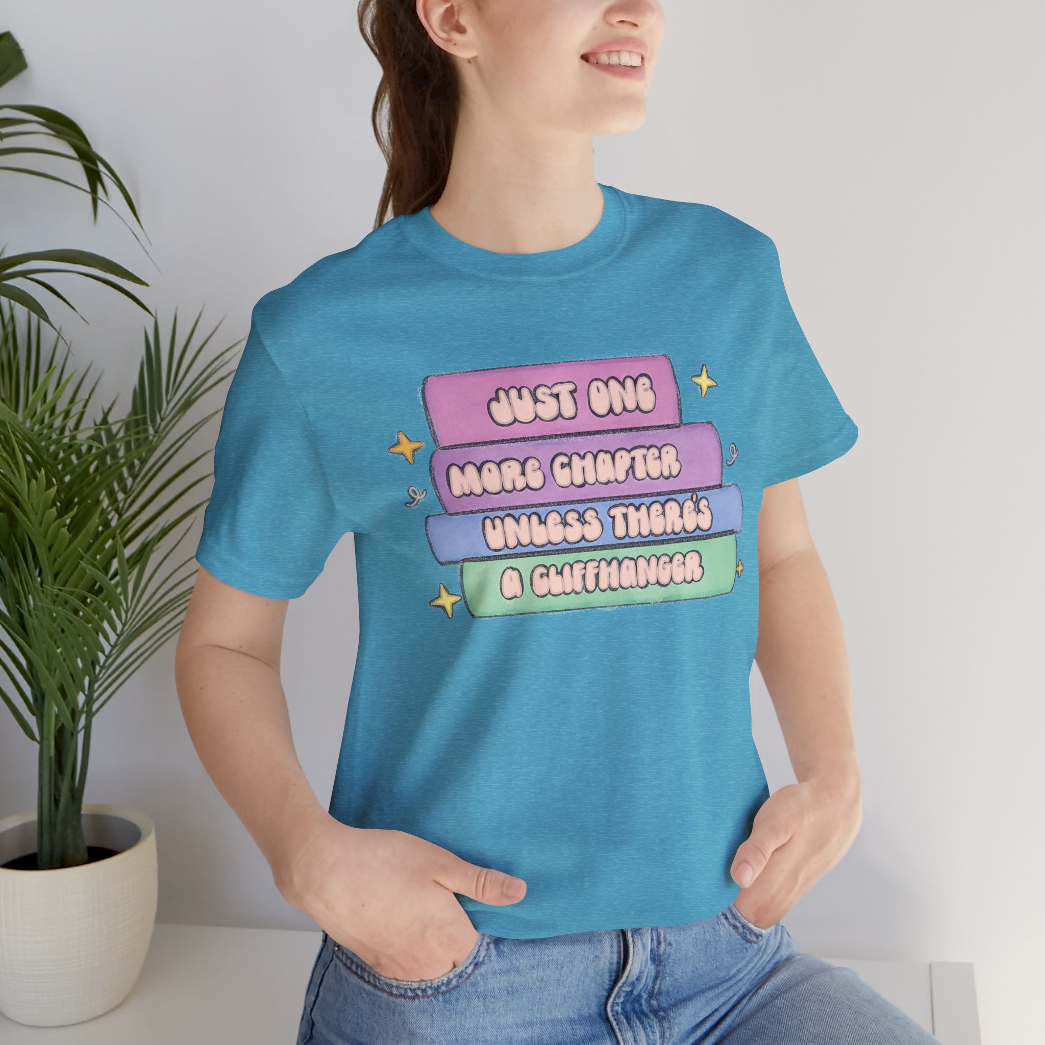 Book Lover Tee — "Just One More Chapter Unless There’s A Cliffhanger" Pastel Graphic