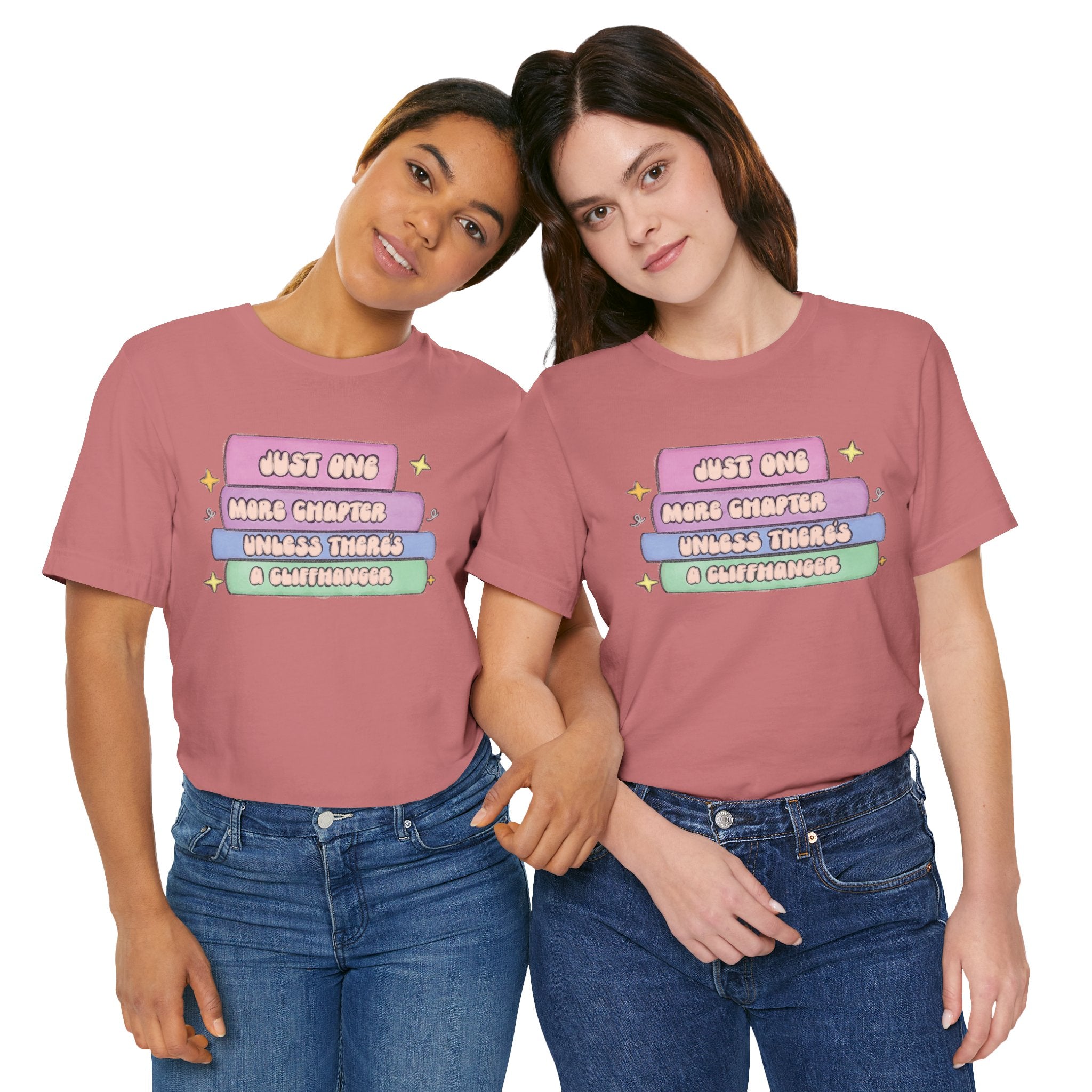 Book Lover Tee — "Just One More Chapter Unless There’s A Cliffhanger" Pastel Graphic