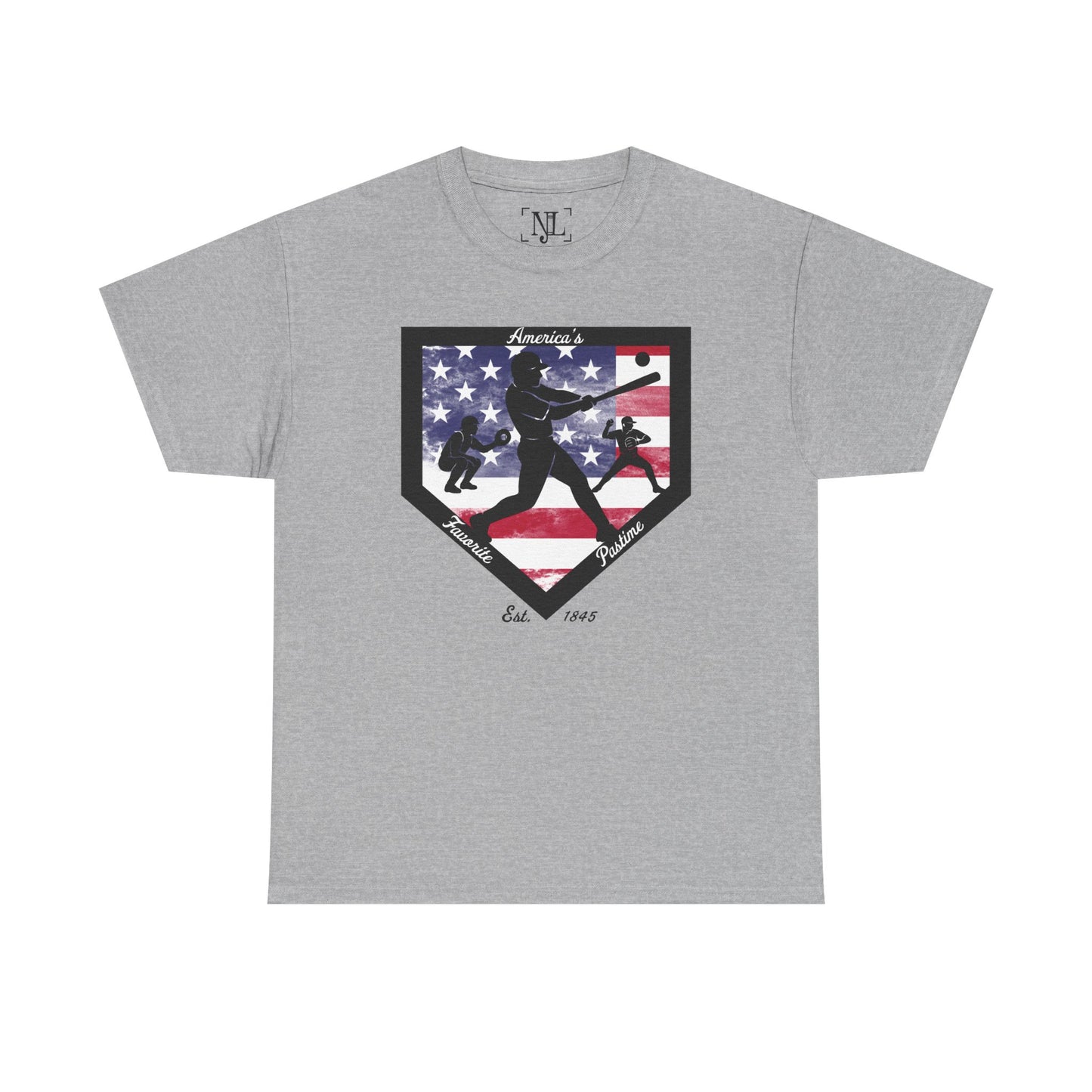 Baseball Home Plate American Flag T‑Shirt – America's Favorite Pastime Design