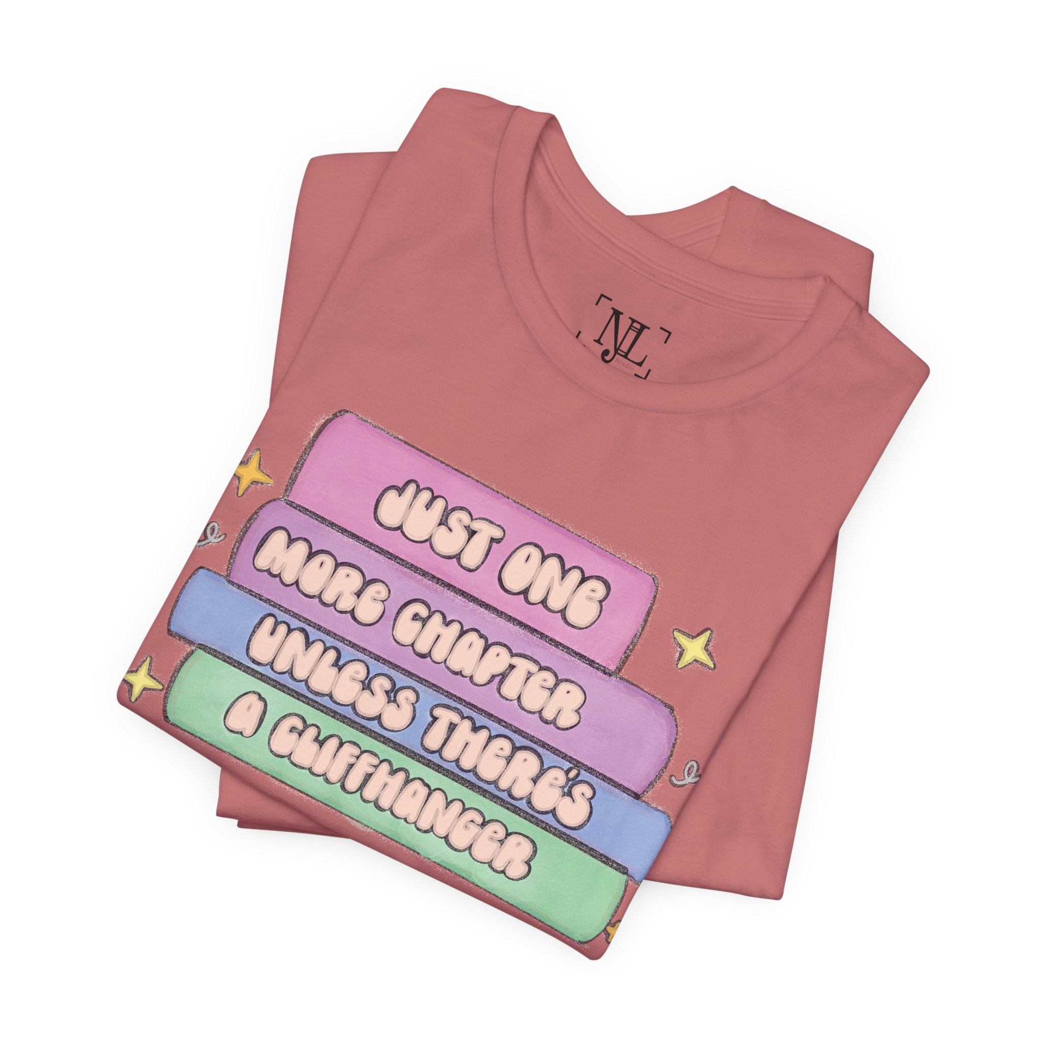 Book Lover Tee — "Just One More Chapter Unless There’s A Cliffhanger" Pastel Graphic