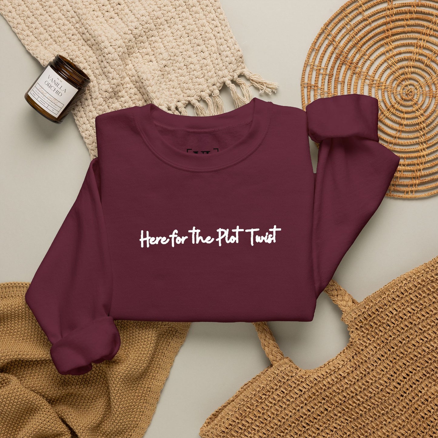 Here for the Plot Twist - Bookish Villa Inspired Embroidered Sweatshirt