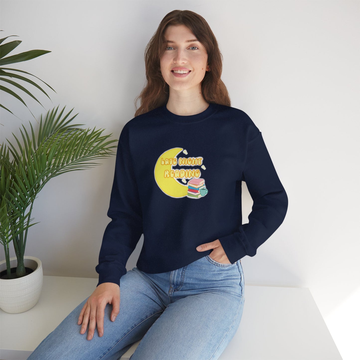 "Late Night Reading" - Cozy Crewneck Heavy Blend Sweatshirt