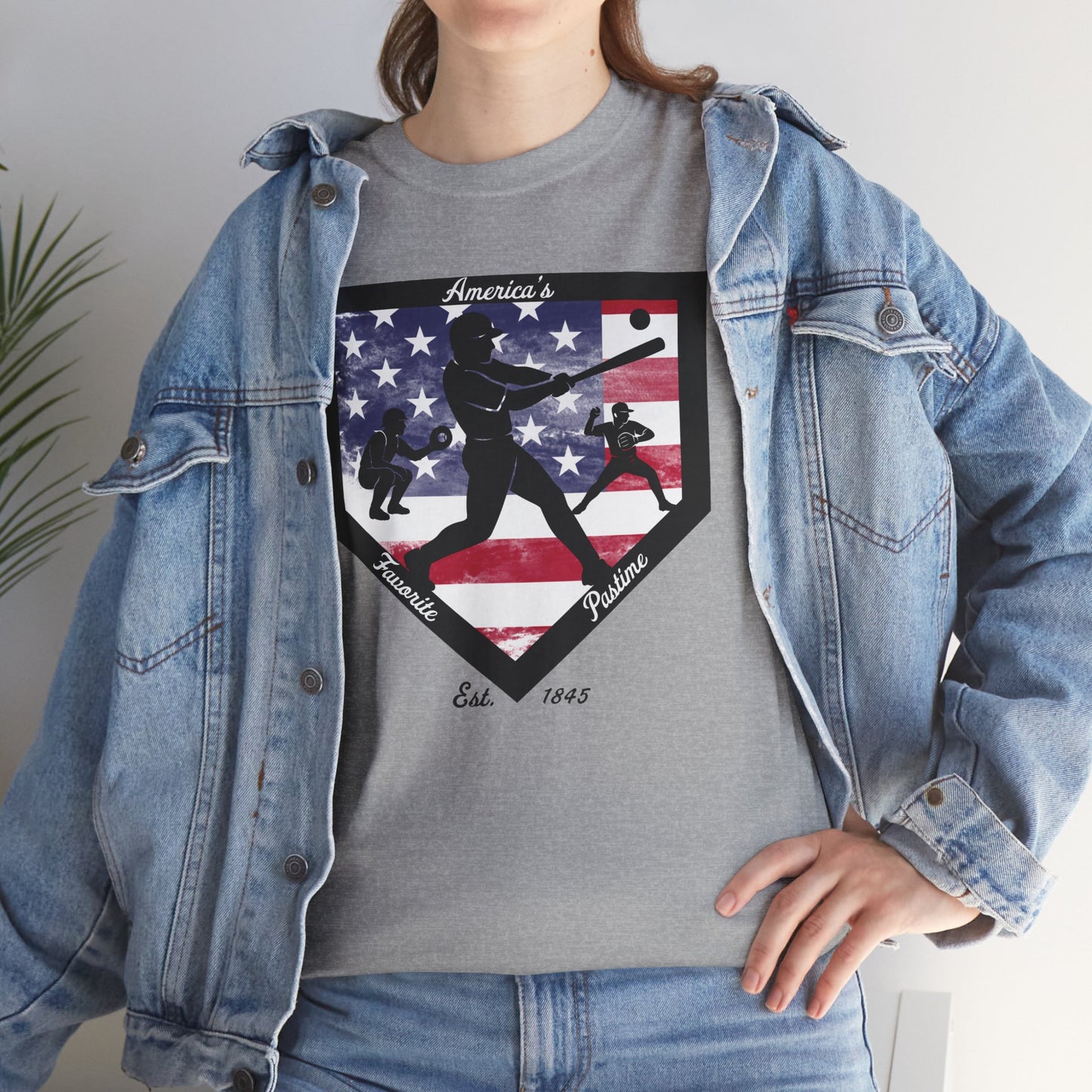 Baseball Home Plate American Flag T‑Shirt – America's Favorite Pastime Design