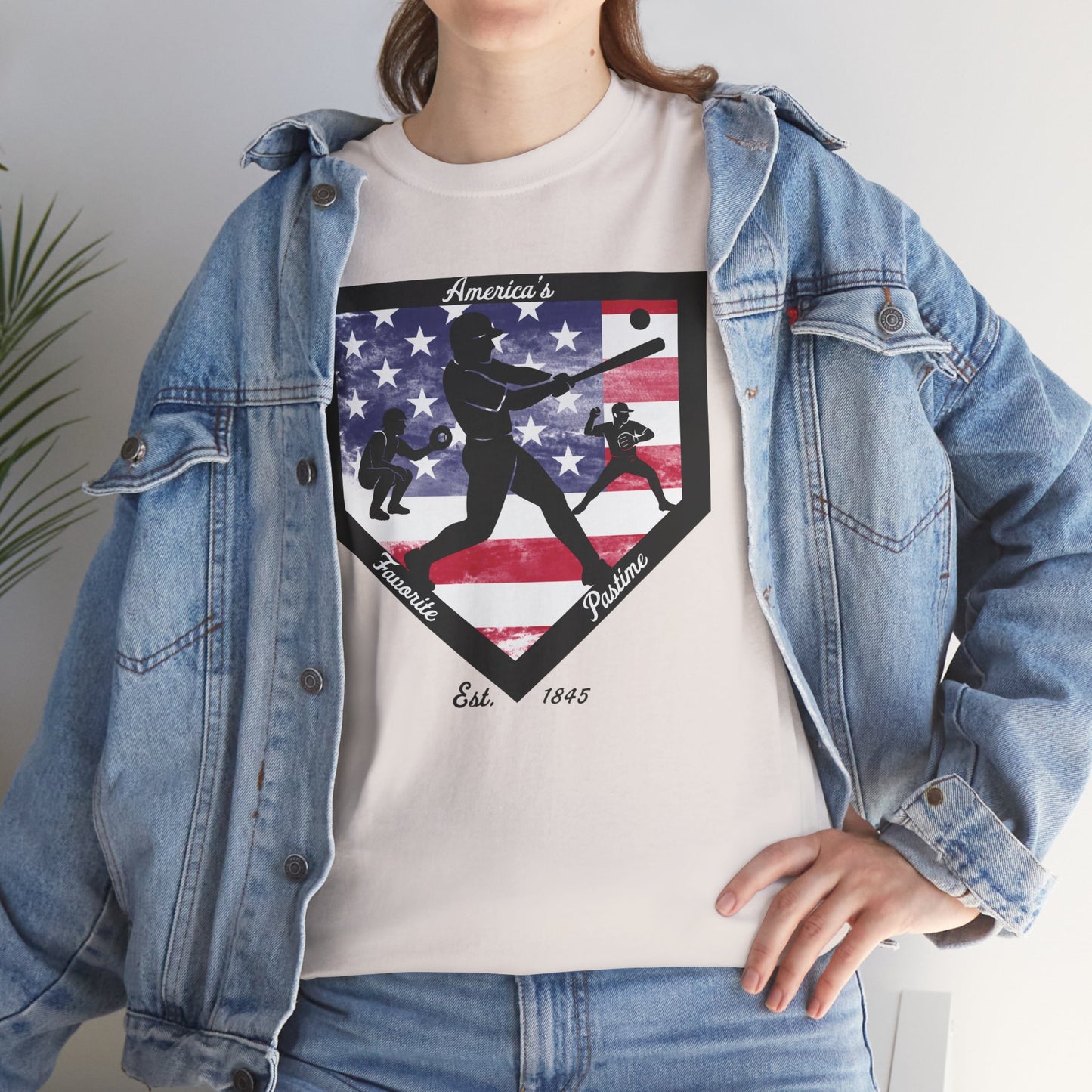 Baseball Home Plate American Flag T‑Shirt – America's Favorite Pastime Design