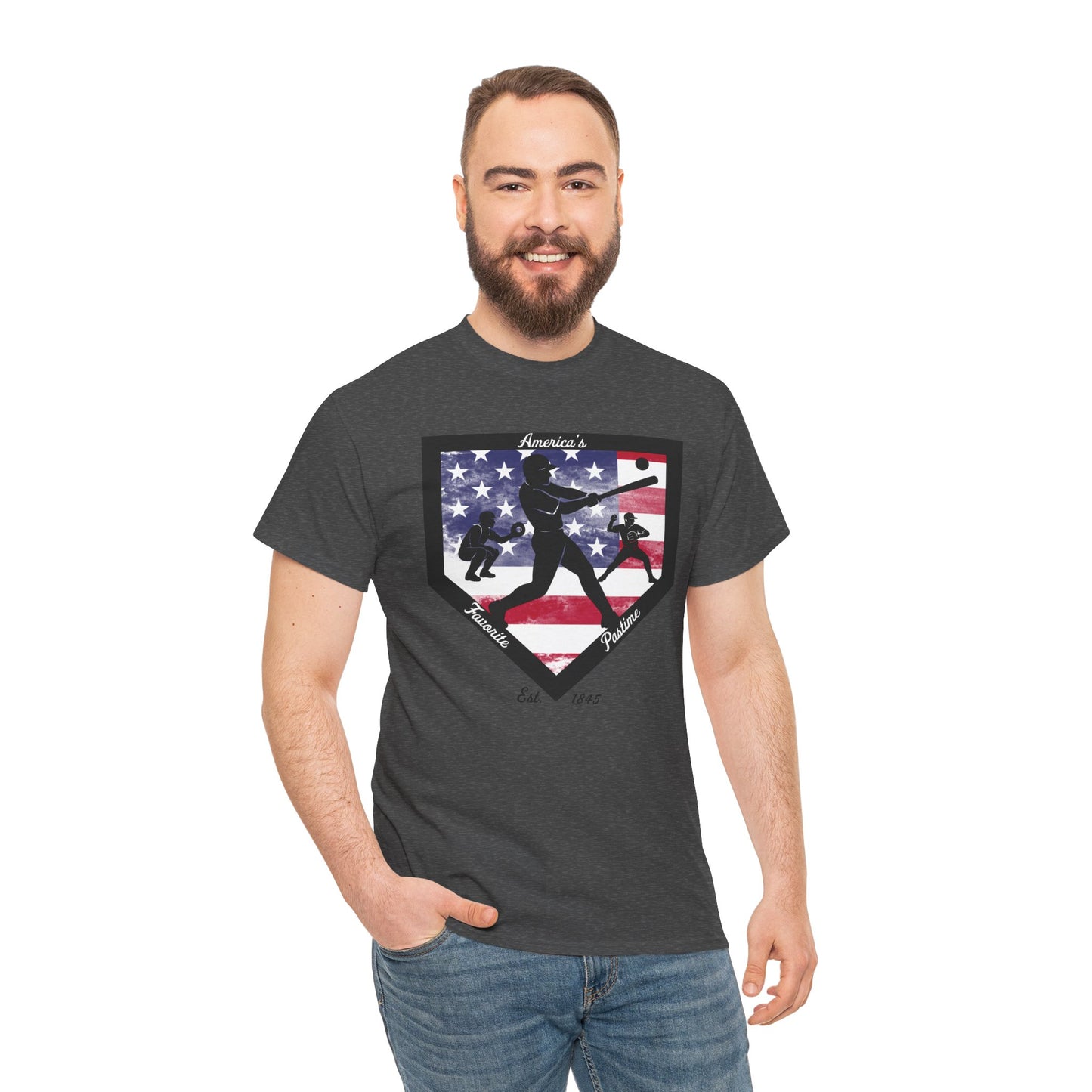 Baseball Home Plate American Flag T‑Shirt – America's Favorite Pastime Design