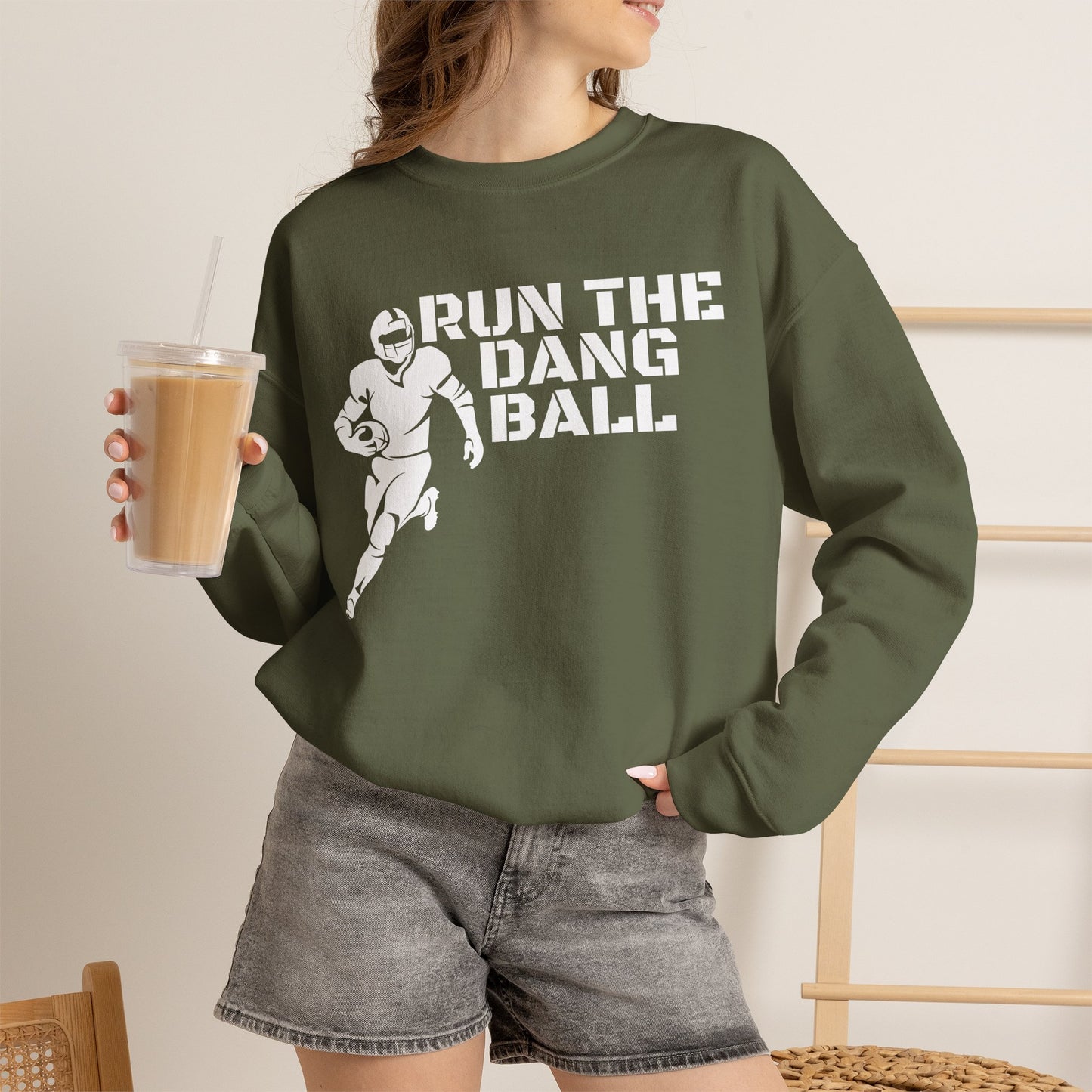 Football 'Run the Dang Ball' Crewneck Sweatshirt (White Text)