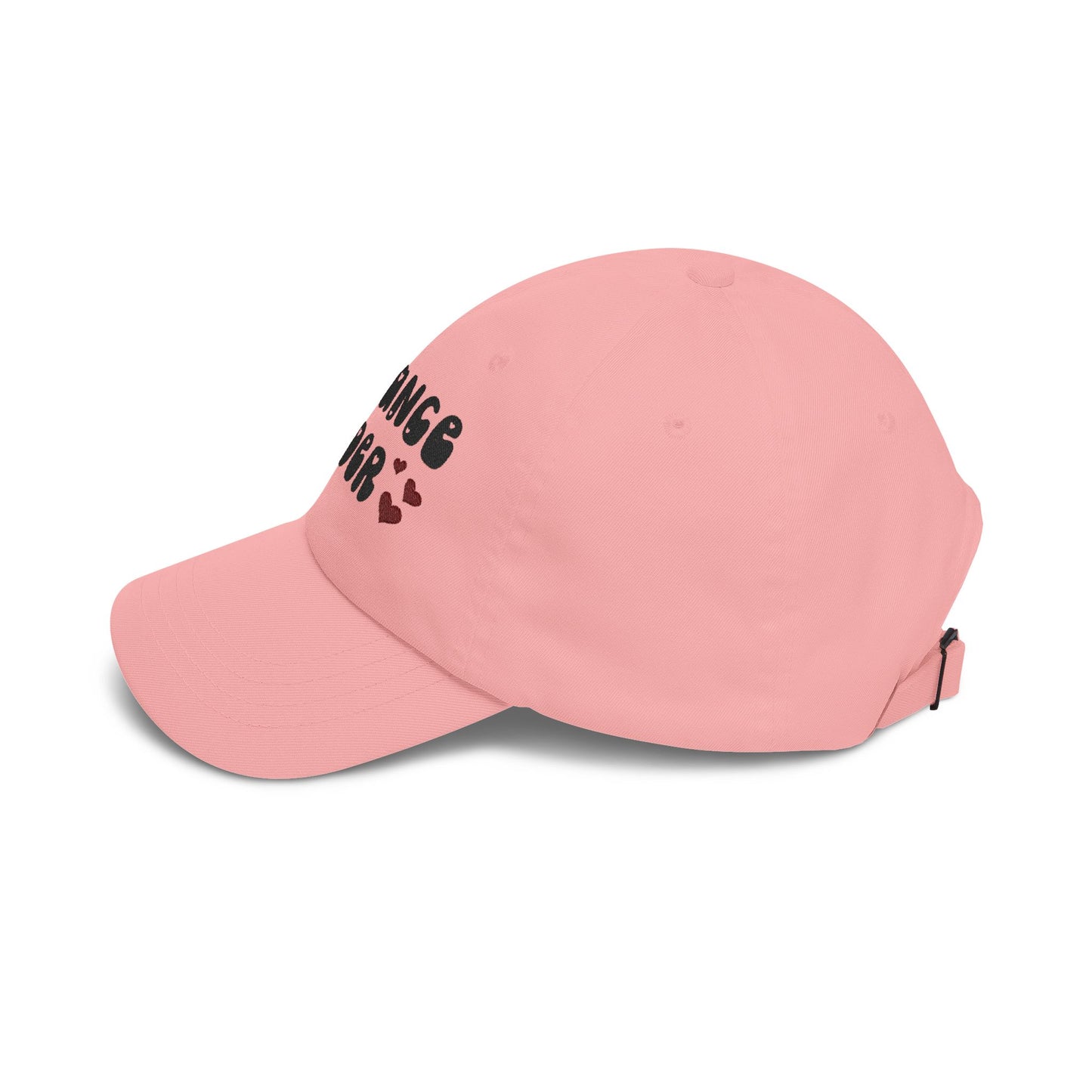 "Romance Reader" - Embroidered Literary Dad Cap (Black Text with Maroon Hearts)