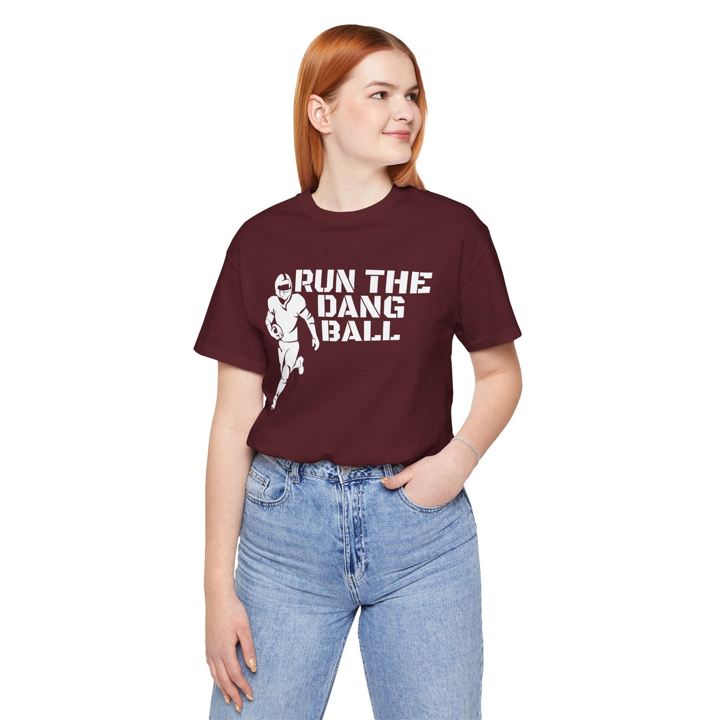 Run the Dang Ball T-Shirt — Football Player Graphic Tee (White Text)