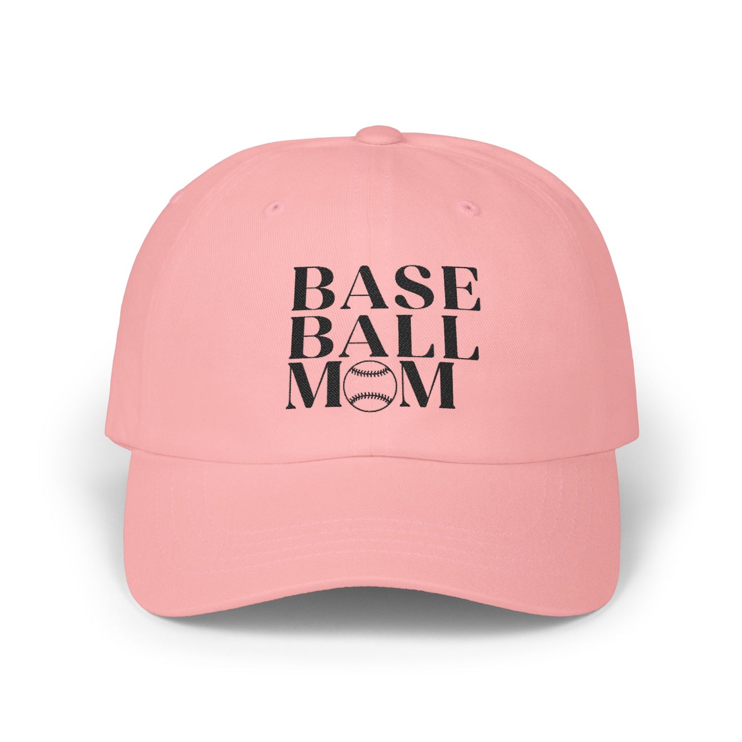 Baseball Mom Dad Cap — Distressed Black Text Embroidered Baseball Mom Hat