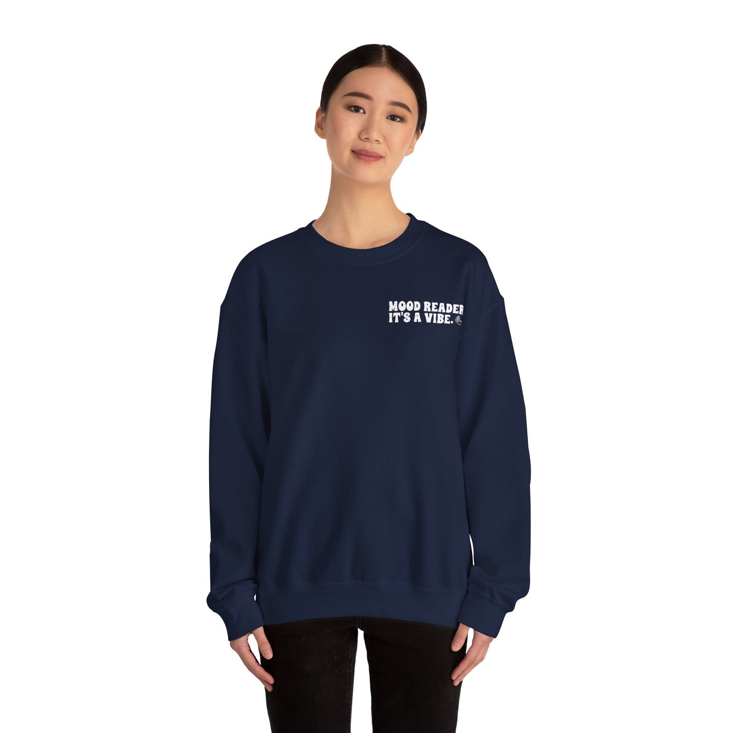 "Mood Reader It's a Vibe" - Cozy Bookish Graphic Sweatshirt (White Text)