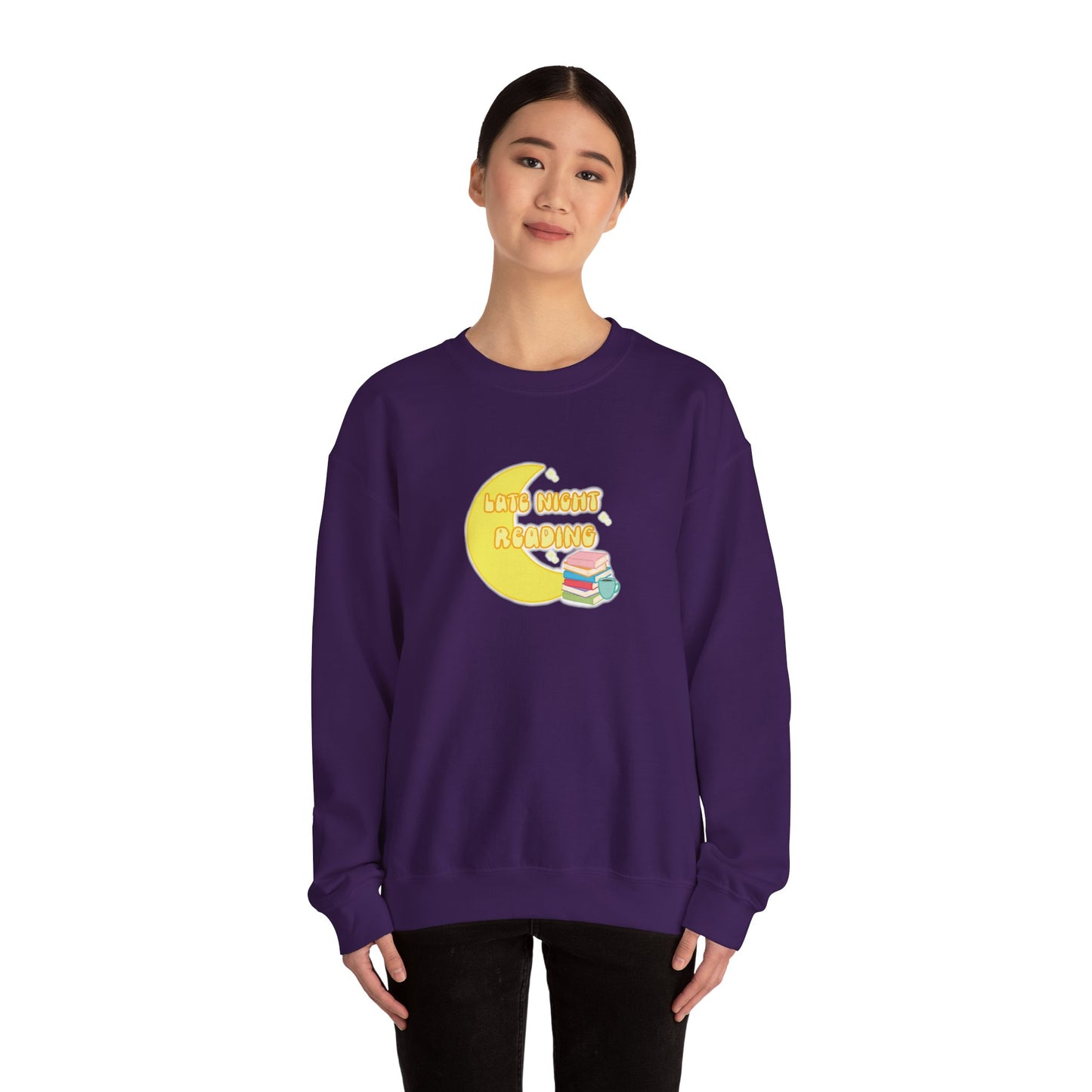 "Late Night Reading" - Cozy Crewneck Heavy Blend Sweatshirt