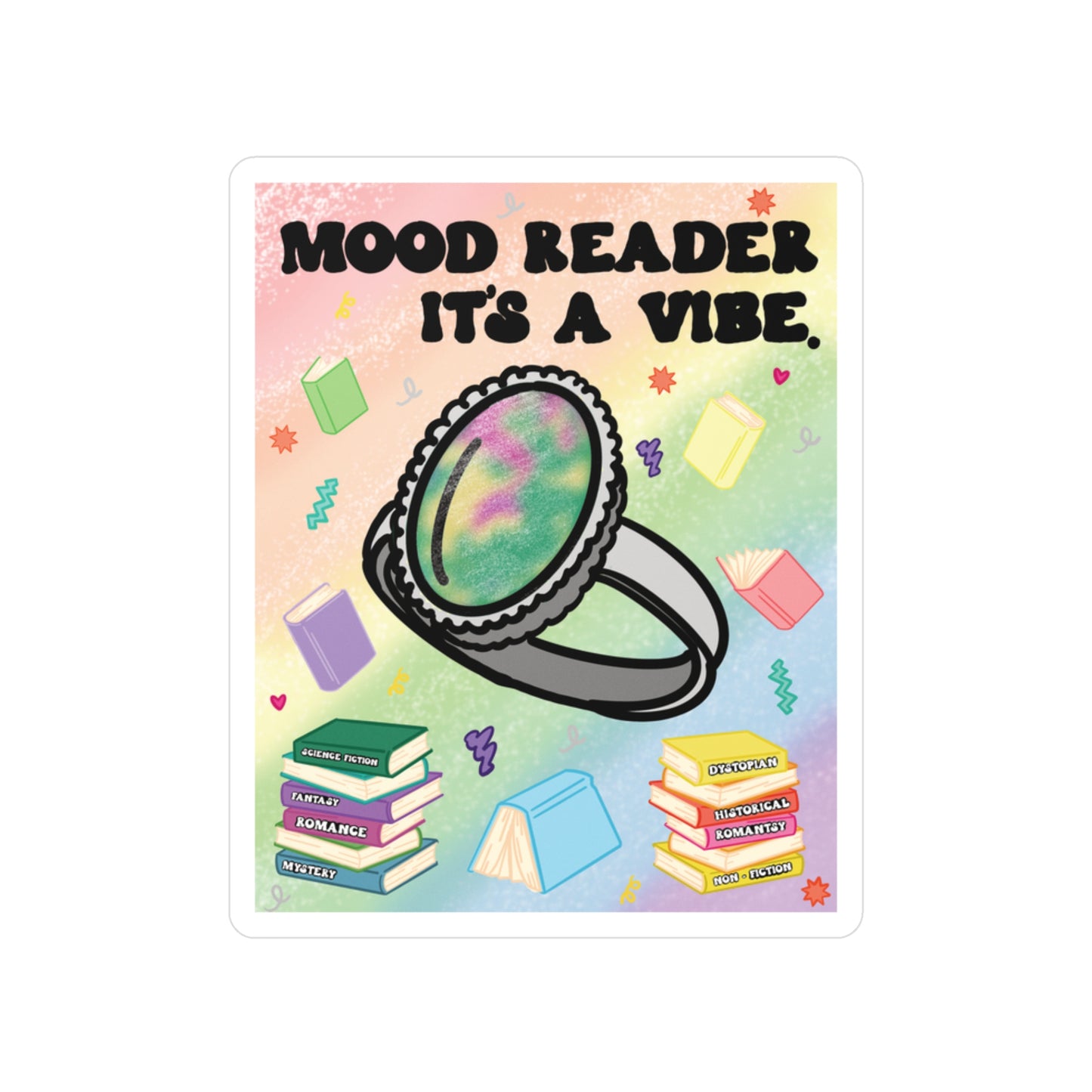 Mood Reader It's a Vibe. Sticker —  Kiss-Cut Vinyl Decal (with Genres)