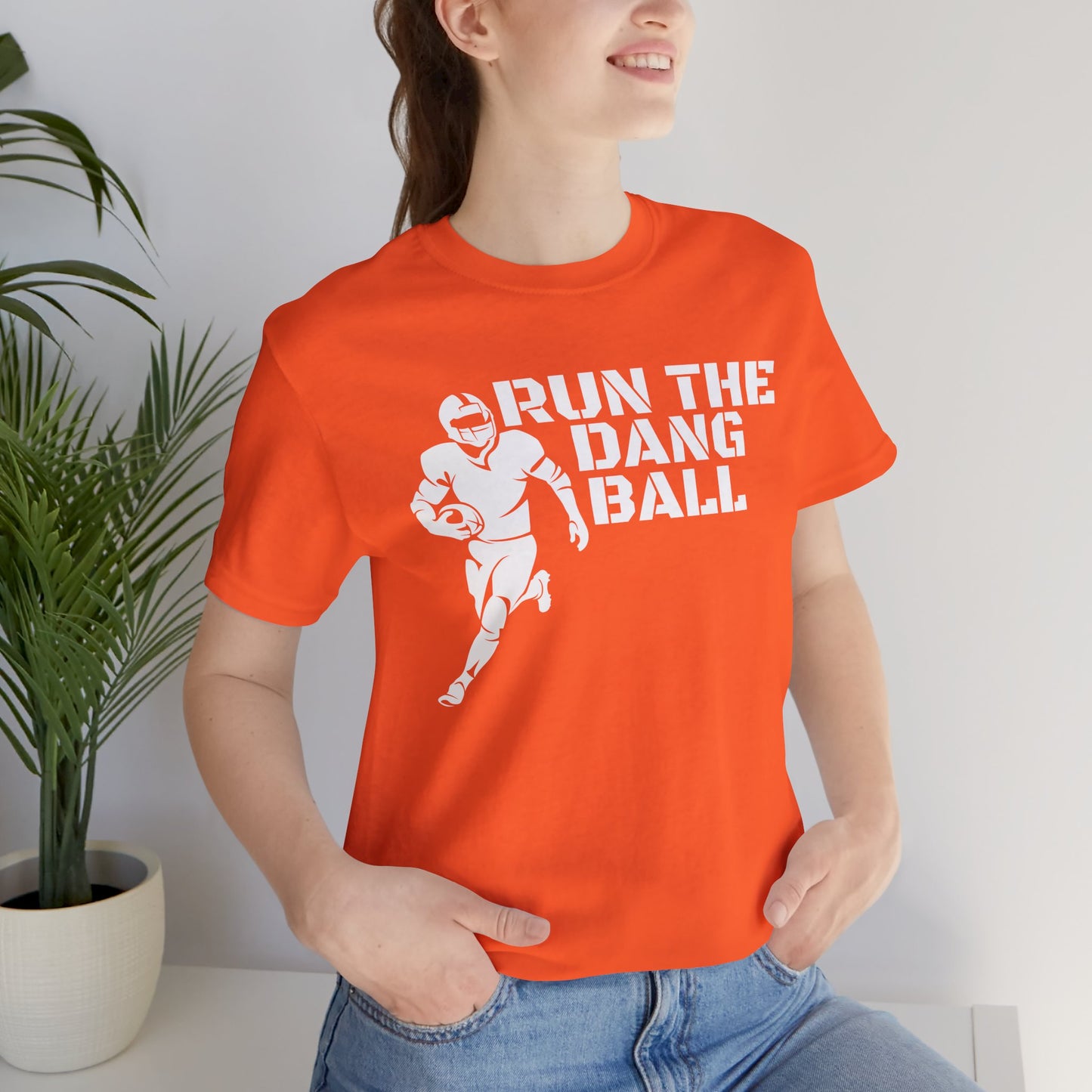 Run the Dang Ball T-Shirt — Football Player Graphic Tee (White Text)