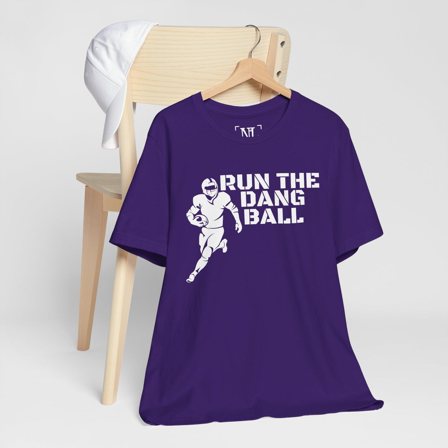 Run the Dang Ball T-Shirt — Football Player Graphic Tee (White Text)