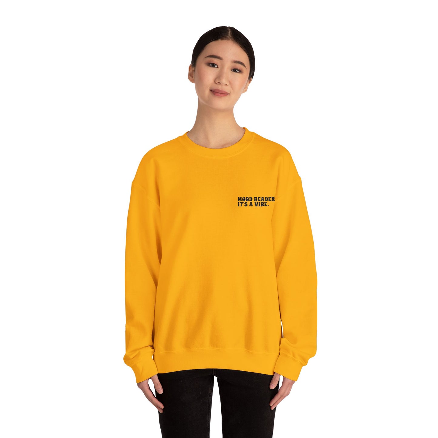 "Mood Reader. It's a Vibe - Embroidered Literary Crewneck Sweatshirt (Black Text)