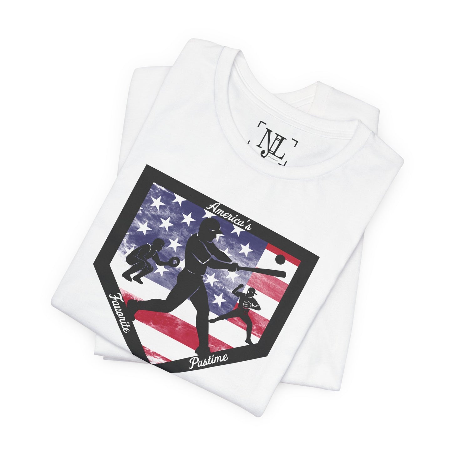 Baseball Home Plate USA Flag Tee — America's Favorite Pastime T-Shirt