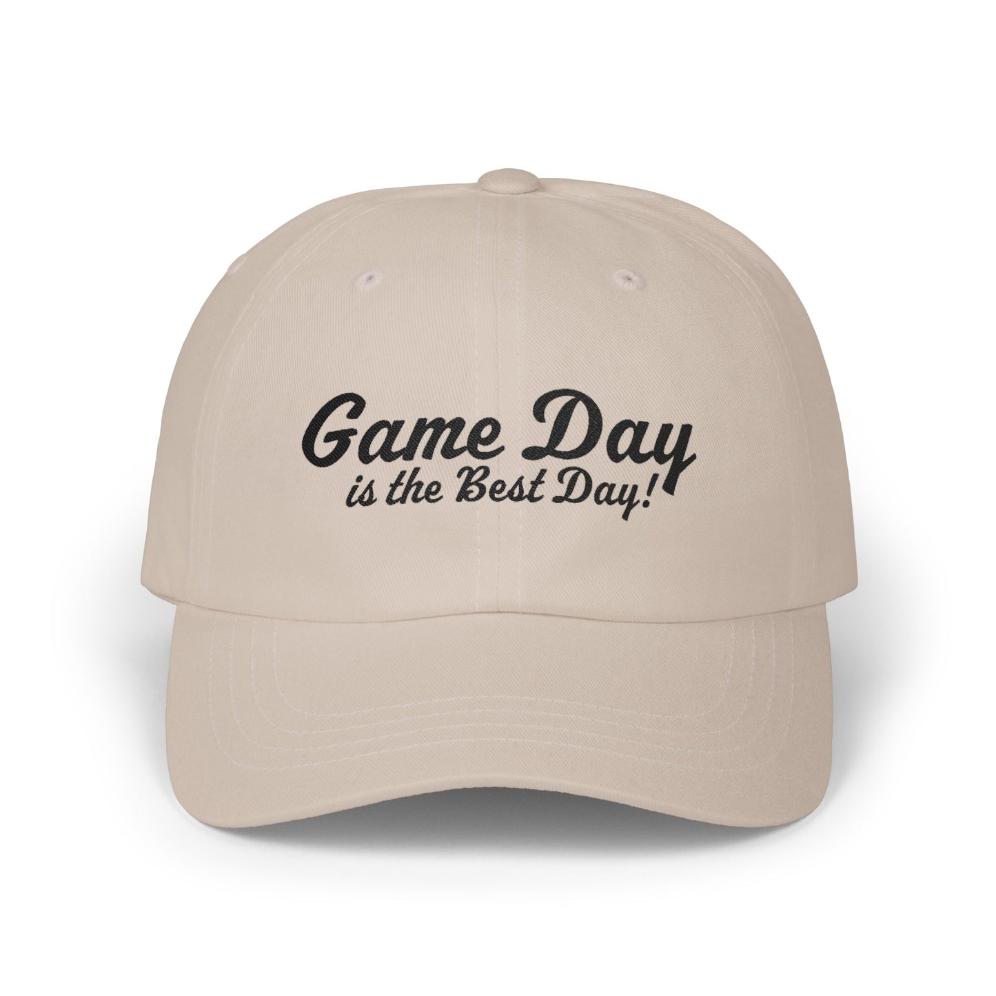 Baseball Hat "Game Day is the Best Day!" Black Text Embroidered