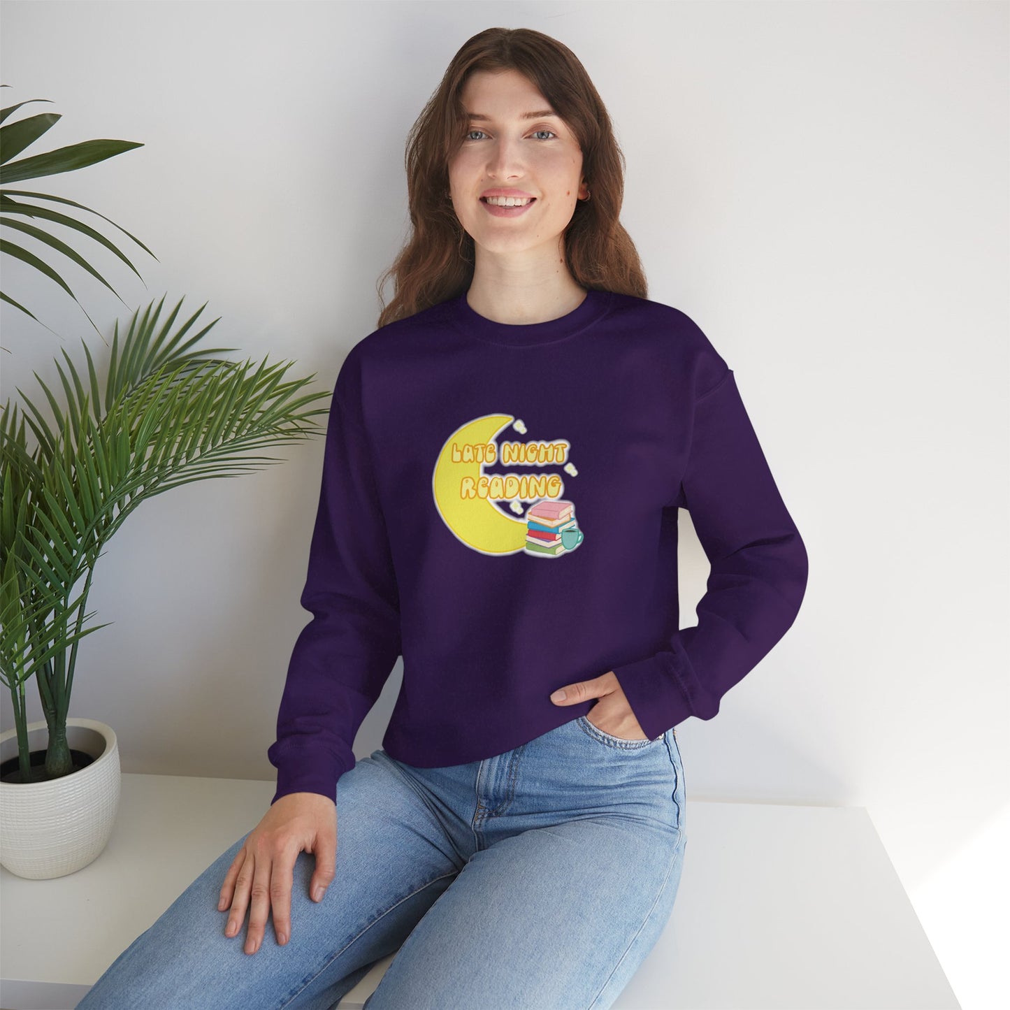 "Late Night Reading" - Cozy Crewneck Heavy Blend Sweatshirt