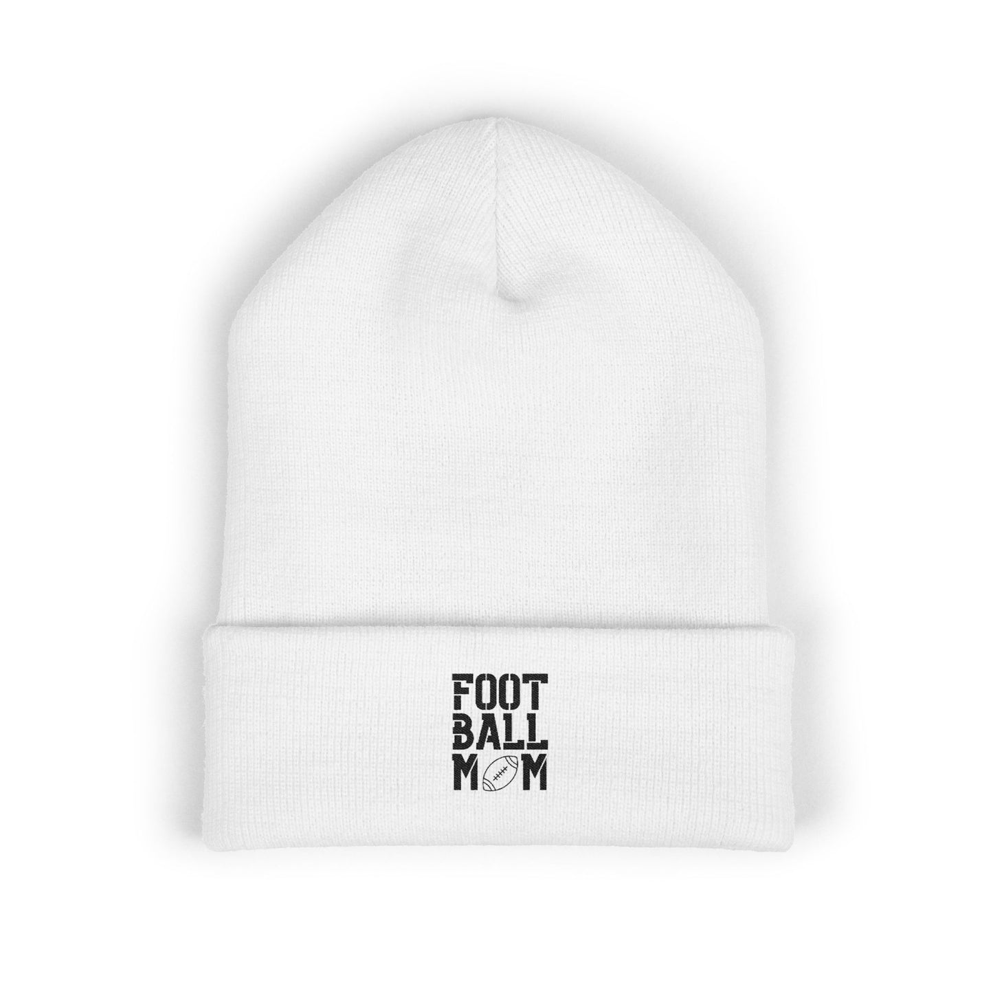 Football Mom Embroidered Cuffed Beanie – Cozy Sideline Knit Hat