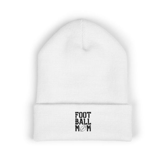 Football Mom Embroidered Cuffed Beanie – Cozy Sideline Knit Hat