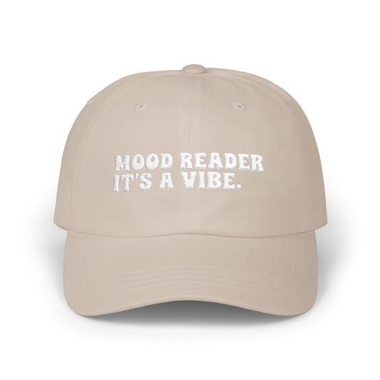 "Mood Reader It's a Vibe"- Embroidered Literary Dad Cap (White Text)
