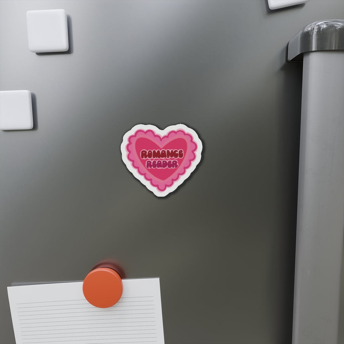 Romance Reader Heart Magnet — Pink Die-Cut Book Lover Magnet