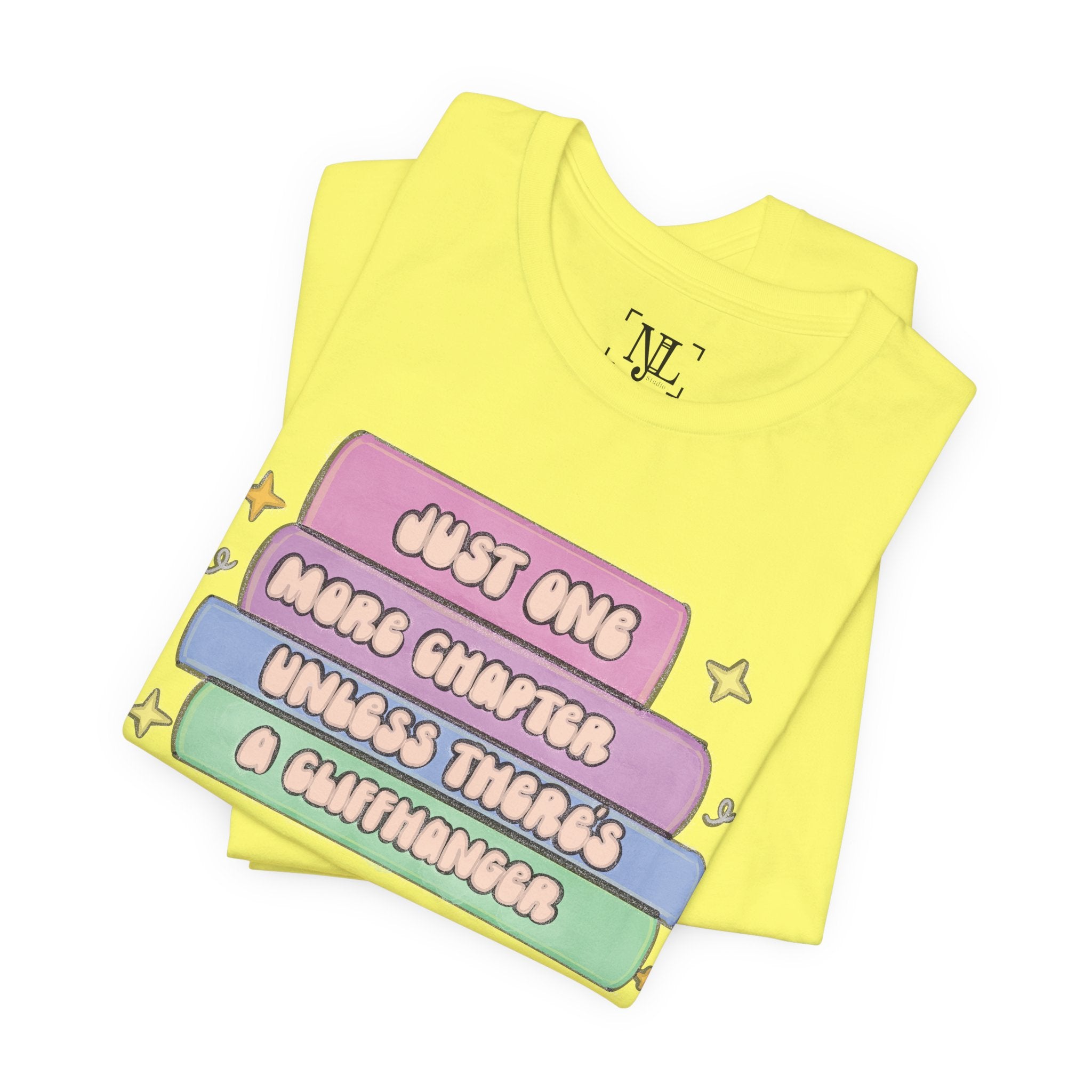 Book Lover Tee — "Just One More Chapter Unless There’s A Cliffhanger" Pastel Graphic
