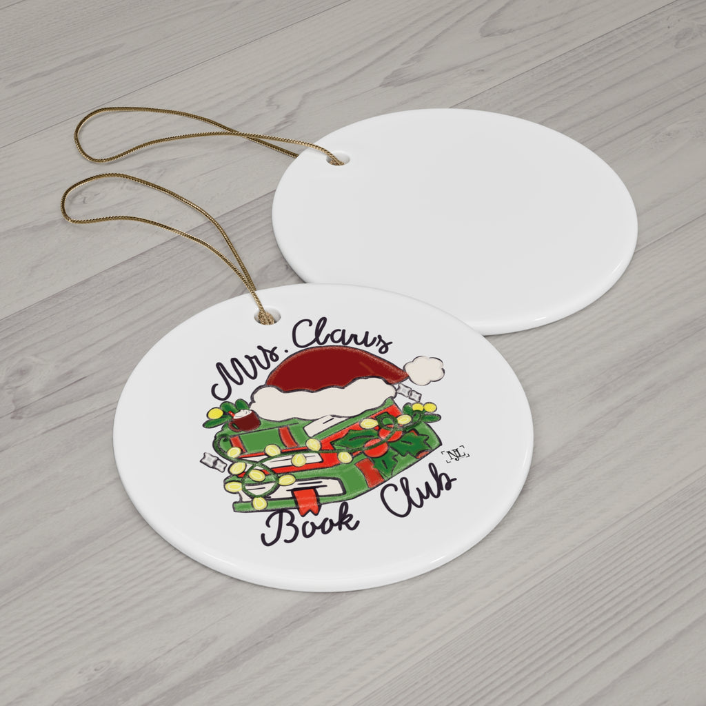 Mrs. Claus Book Club Ceramic Christmas Ornament