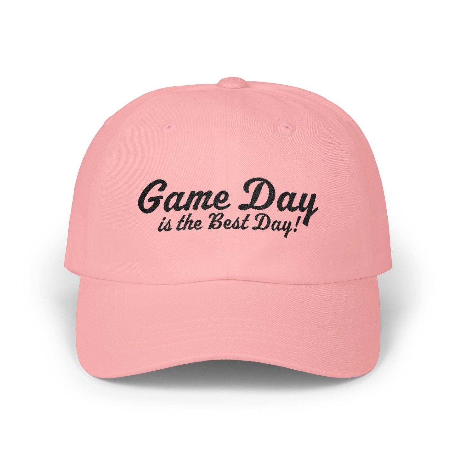 Baseball Hat "Game Day is the Best Day!" Black Text Embroidered