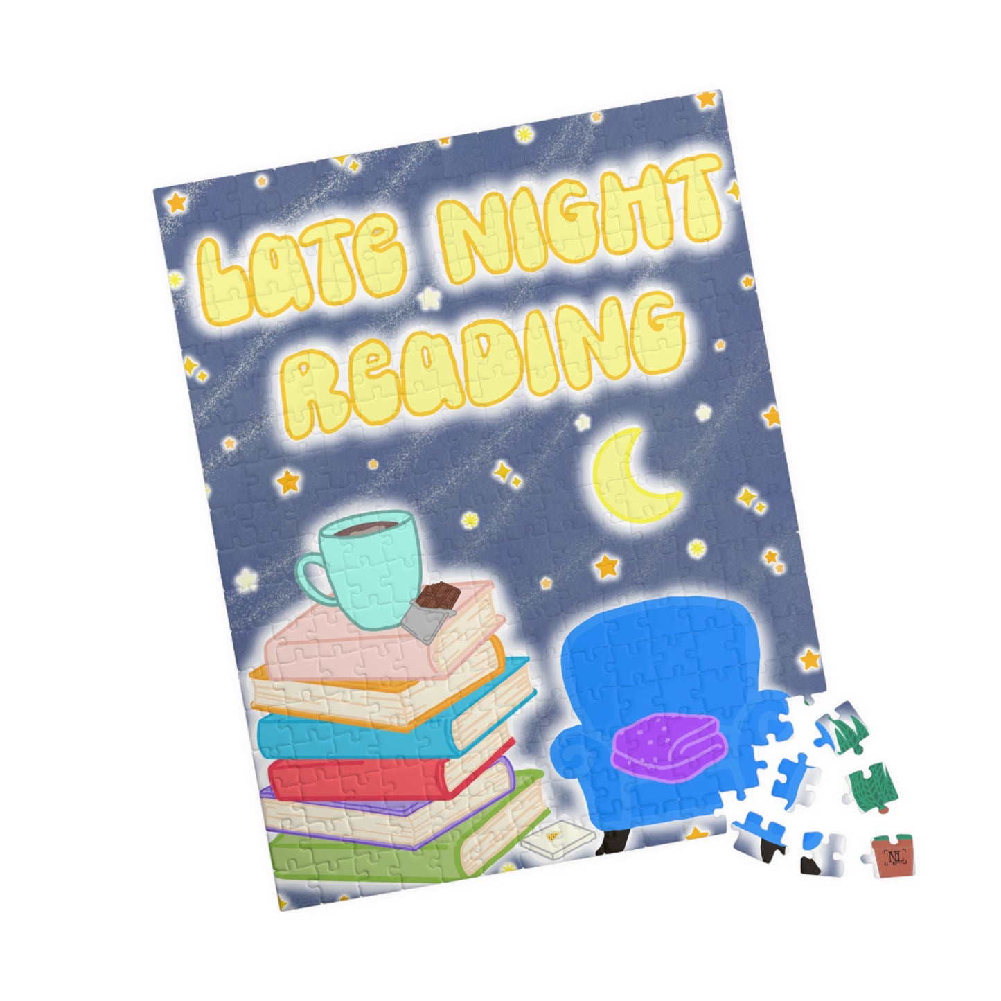 Late Night Reading Puzzle — Cozy Booklover Jigsaw (110–520 pcs)