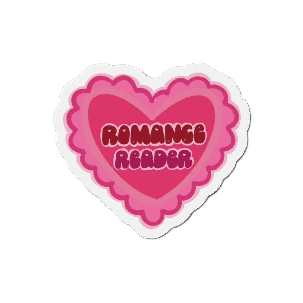Romance Reader Heart Magnet — Pink Die-Cut Book Lover Magnet