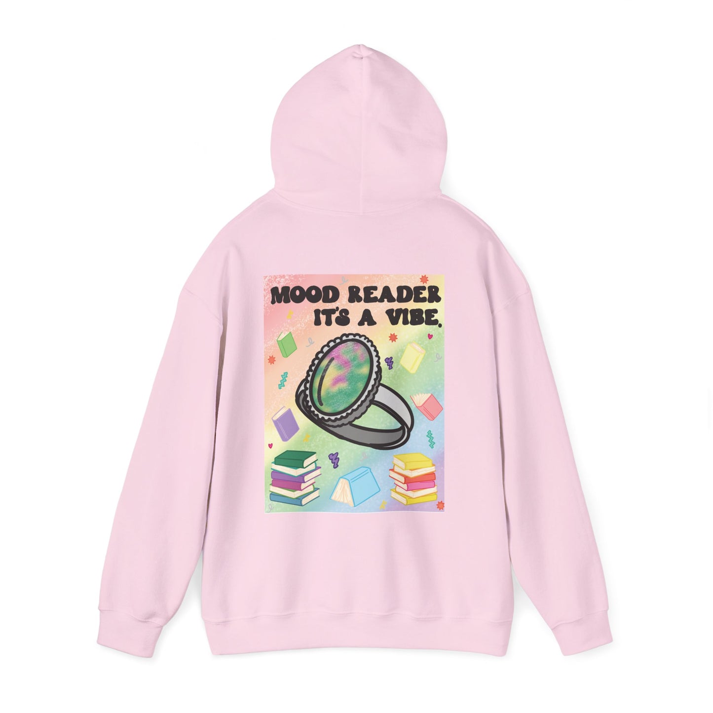 Mood Reader It's a Vibe Book Lover Pullover Graphic Hoodie (Black Text)