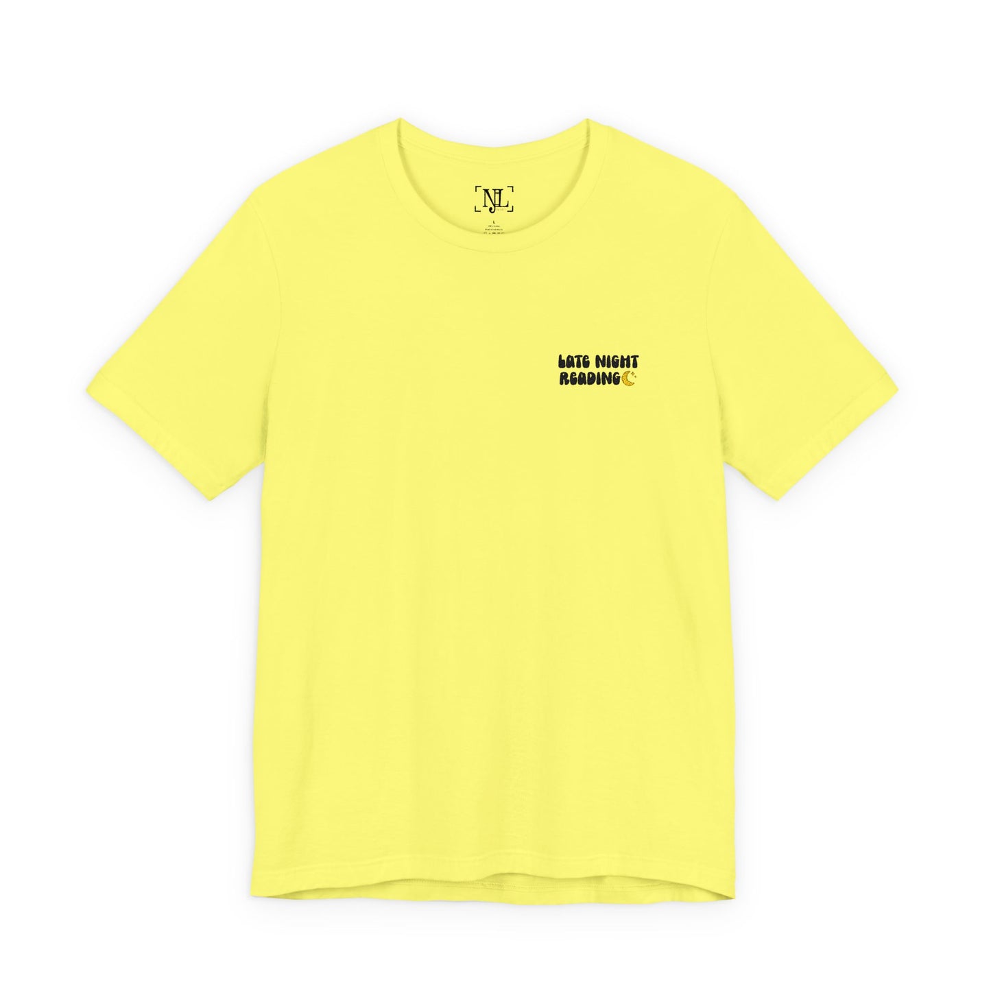 Late Night Reading - Embroidered Literary Tee (Black Text)