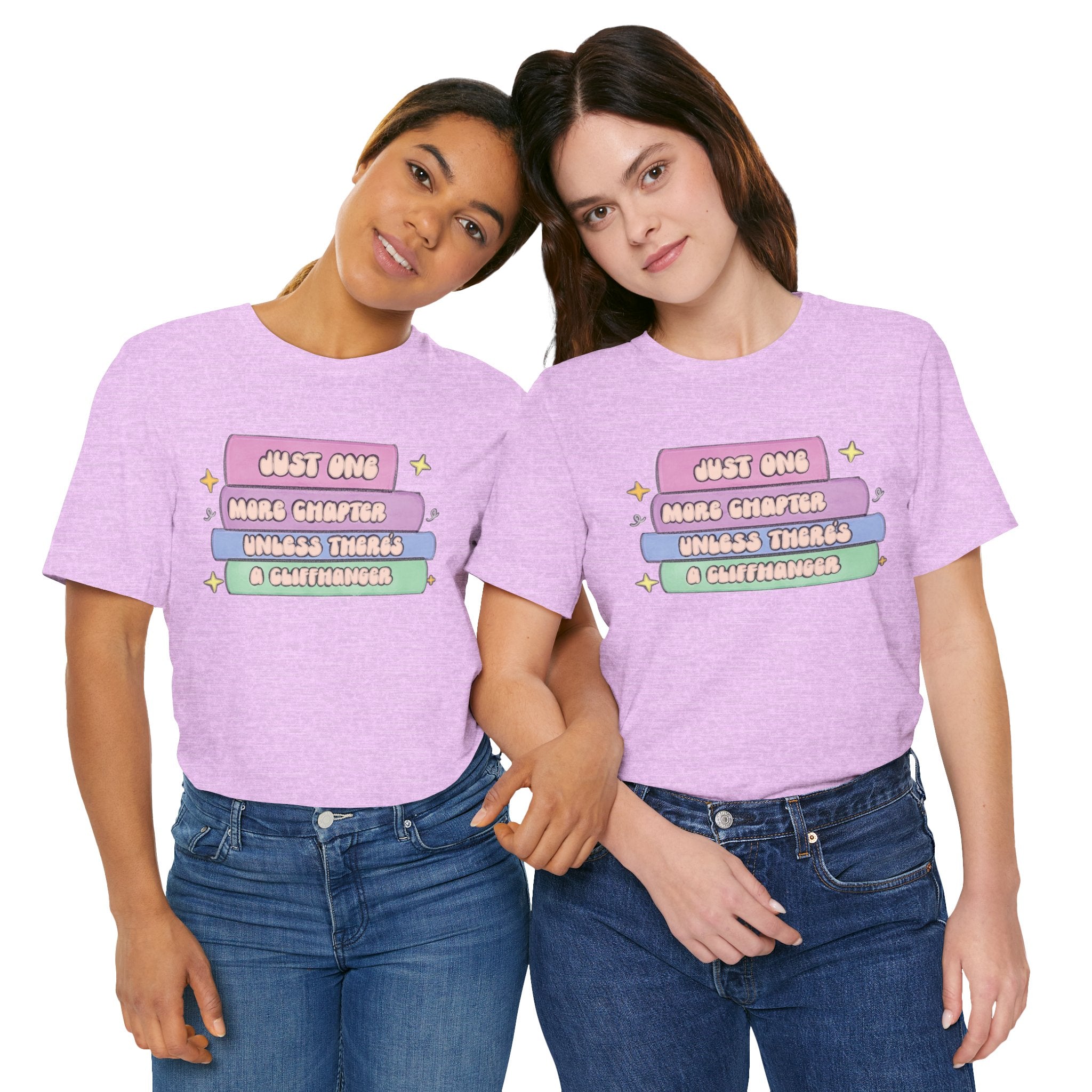 Book Lover Tee — "Just One More Chapter Unless There’s A Cliffhanger" Pastel Graphic