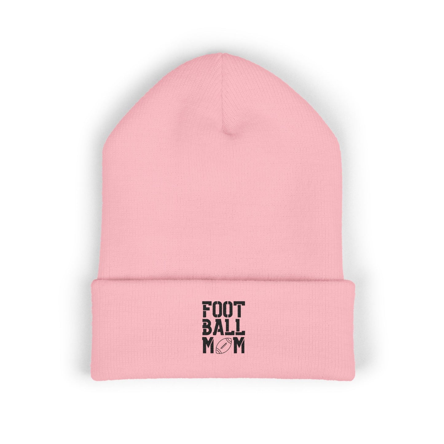 Football Mom Embroidered Cuffed Beanie – Cozy Sideline Knit Hat